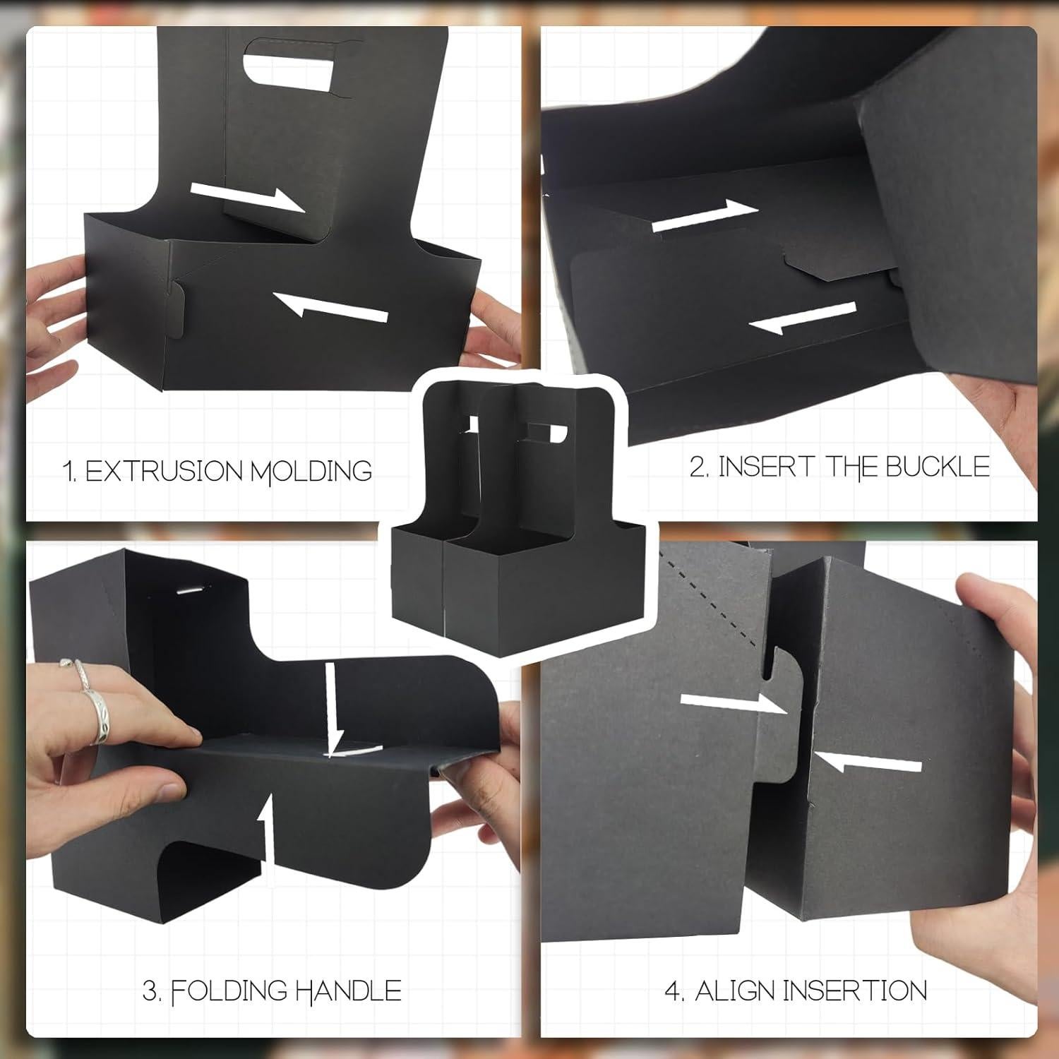 Portavasos desechables Xlong para 2 tazas, 15 unidades, negro