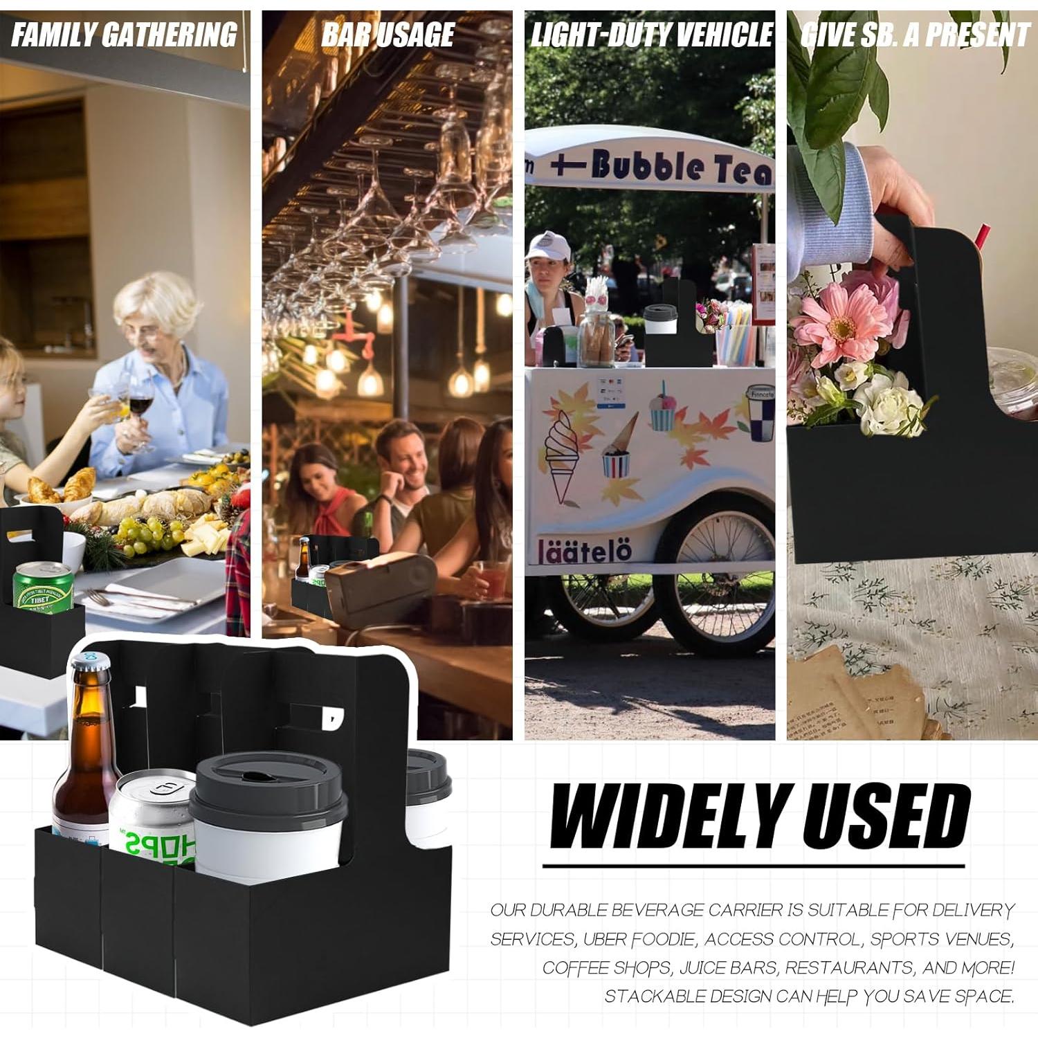 Portavasos desechables Xlong para 2 tazas, 15 unidades, negro