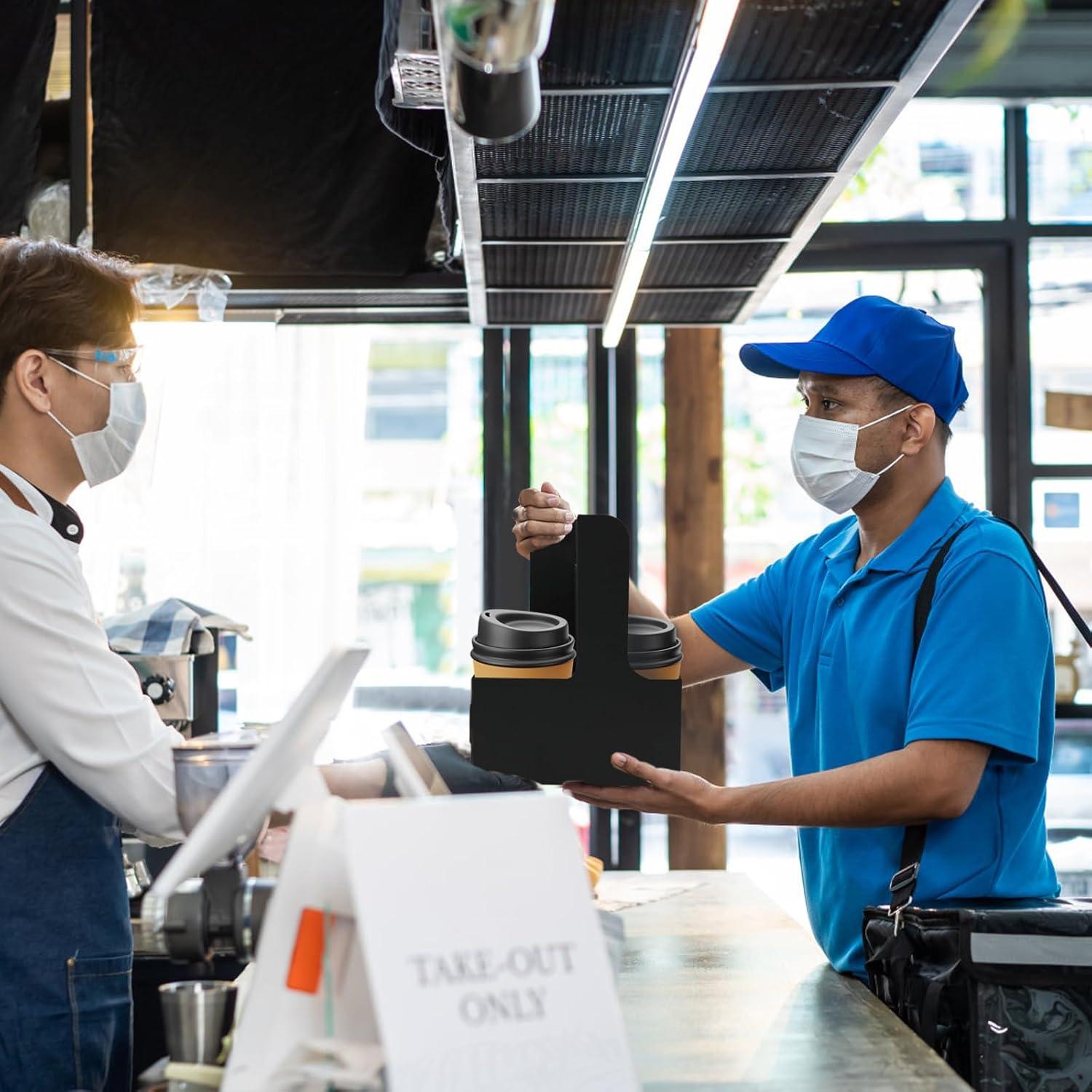 Portavasos desechables Xlong para 2 tazas, 15 unidades, negro