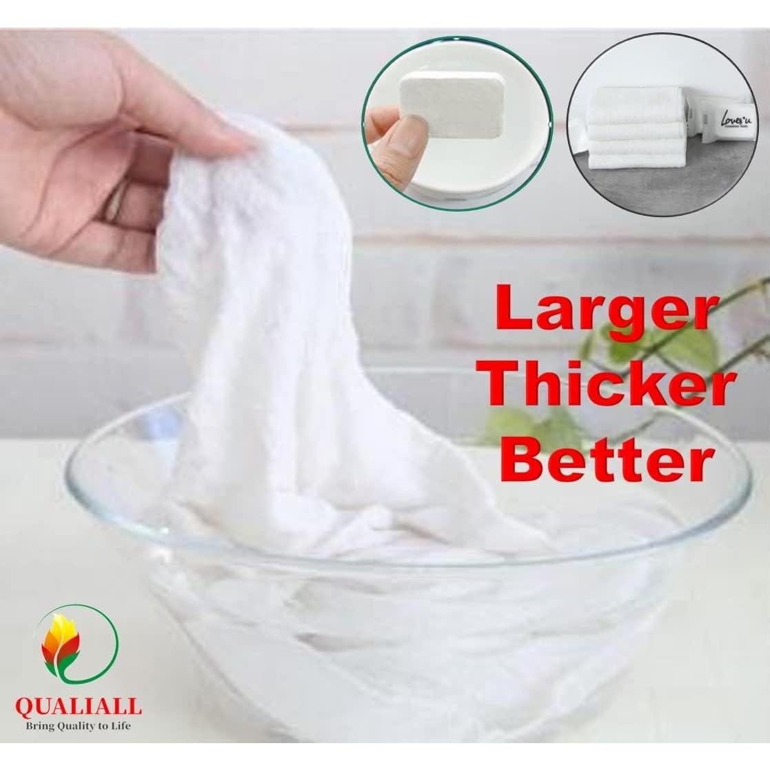 Toallas Comprimidas de Algodón QUALIALL - 1 Paquete de 20 Unidades