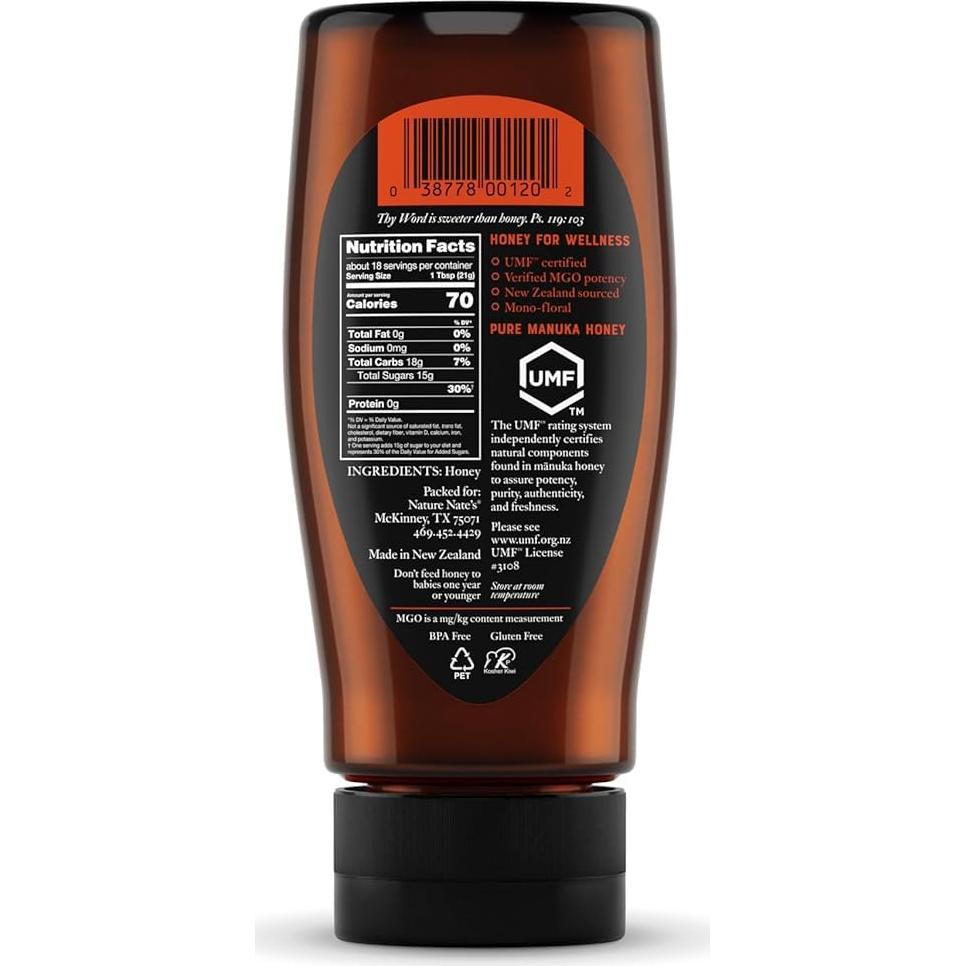 Miel Cruda Manuka Nate MGO 83+ UMF 5+ 373 g Squeeze