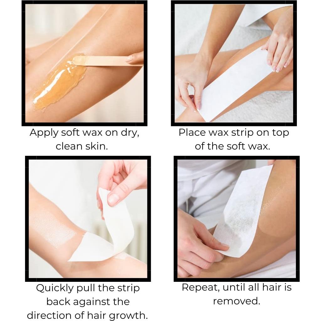 Tiras de Cera No Tejidas Omwah Beauty 200 Unidades 7.6x22.9 cm