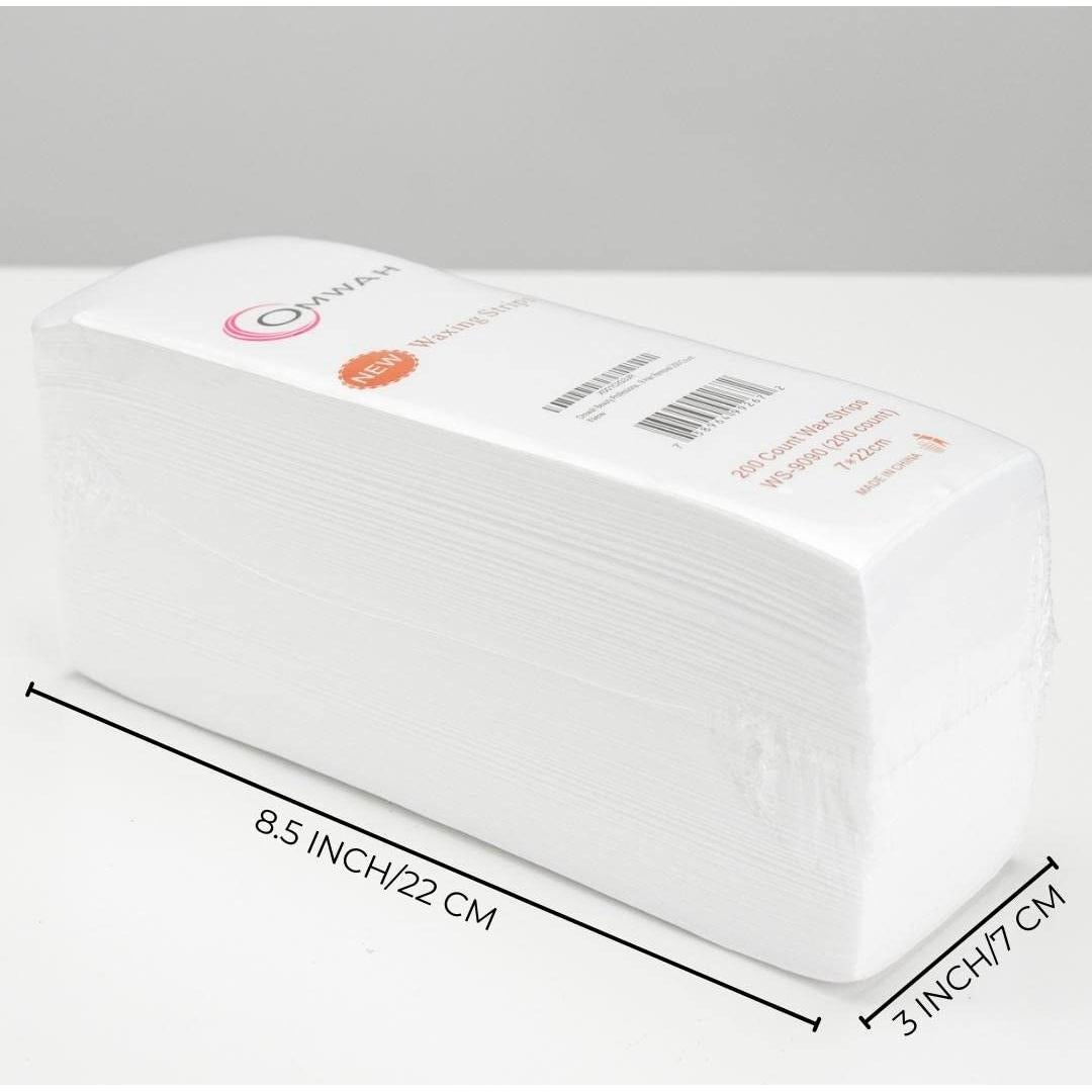 Tiras de Cera No Tejidas Omwah Beauty 200 Unidades 7.6x22.9 cm