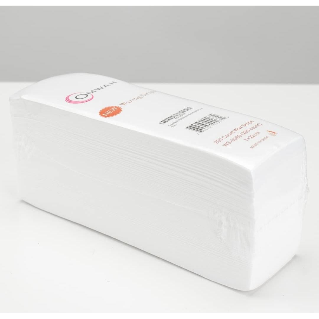 Tiras de Cera No Tejidas Omwah Beauty 200 Unidades 7.6x22.9 cm