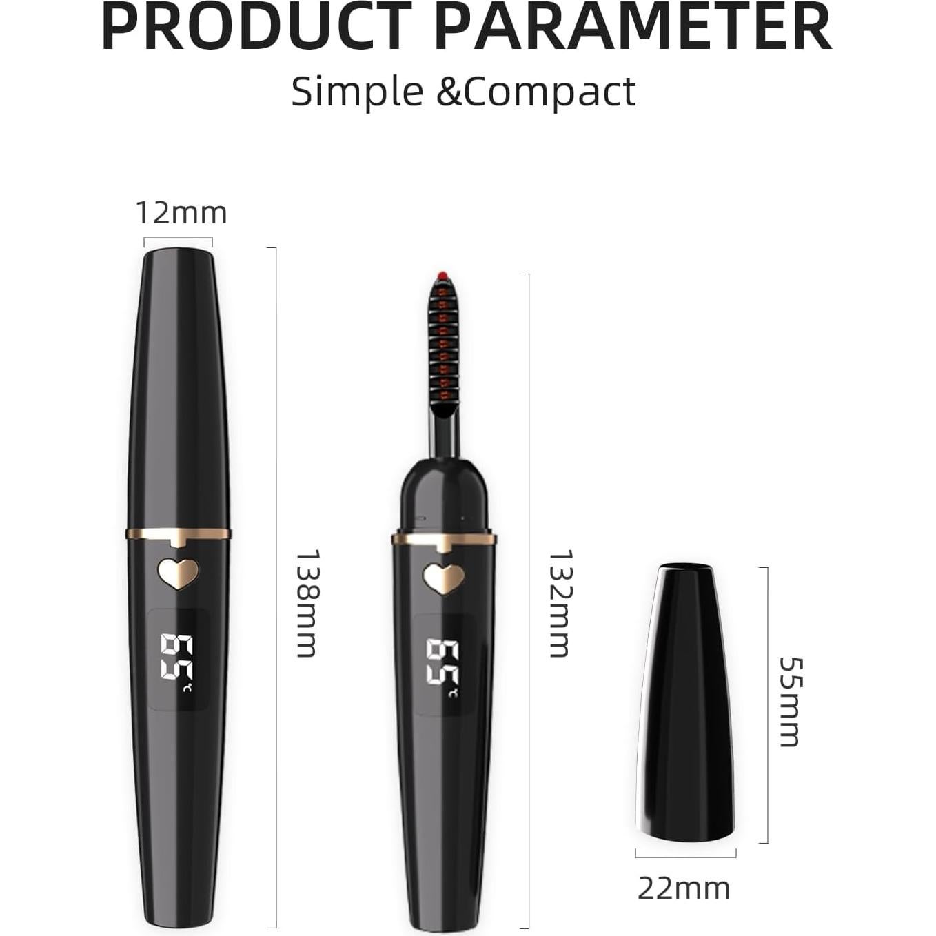 Rizador de Pestañas Eléctrico ZAPAL S600 Calentado USB-C