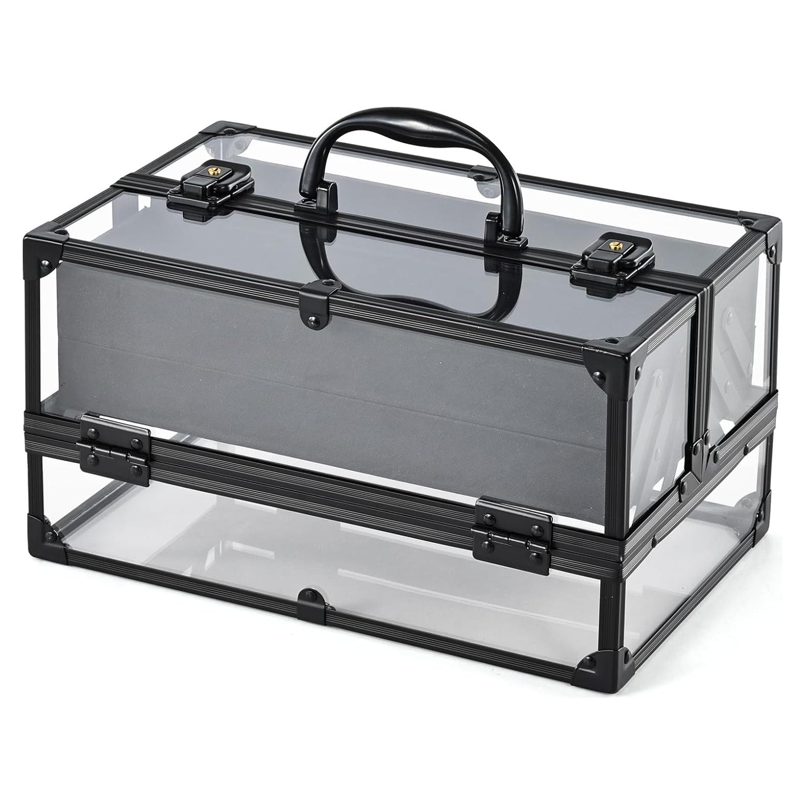 Estuche de Maquillaje Portátil Frenessa Negro 4 Bandejas Acrílico