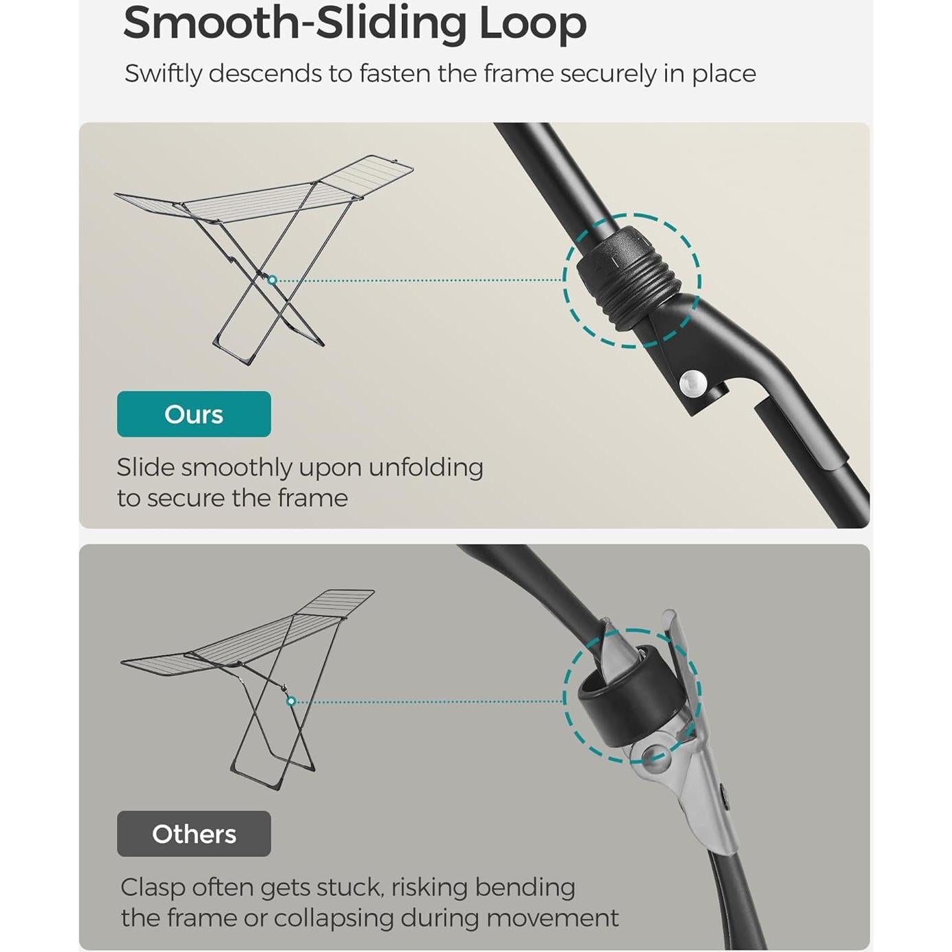 Estante para Secar Ropa SONGMICS Plegable Negro 50x182x102.5 cm