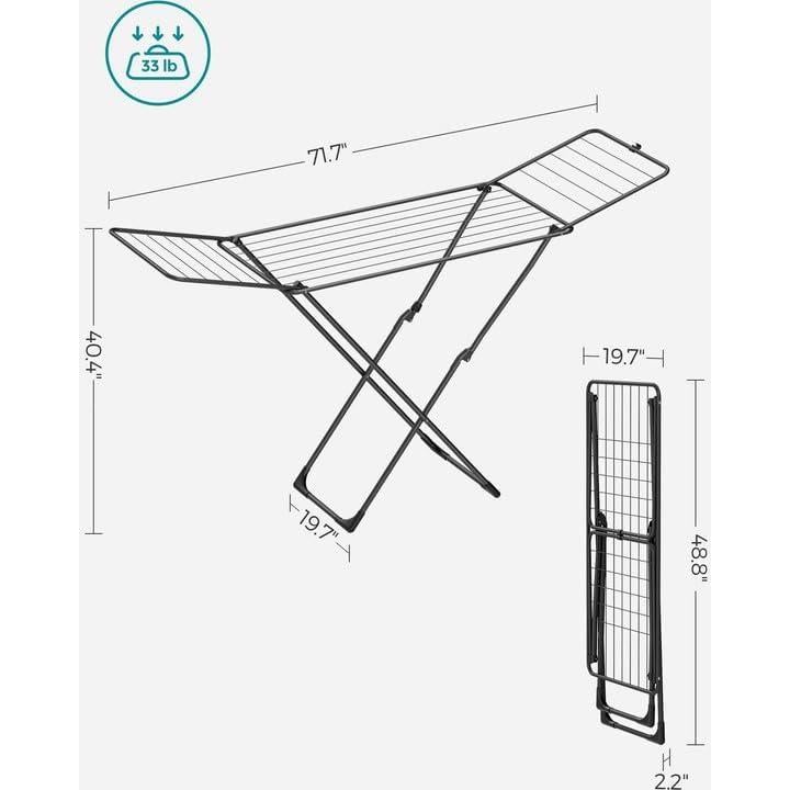 Estante para Secar Ropa SONGMICS Plegable Negro 50x182x102.5 cm