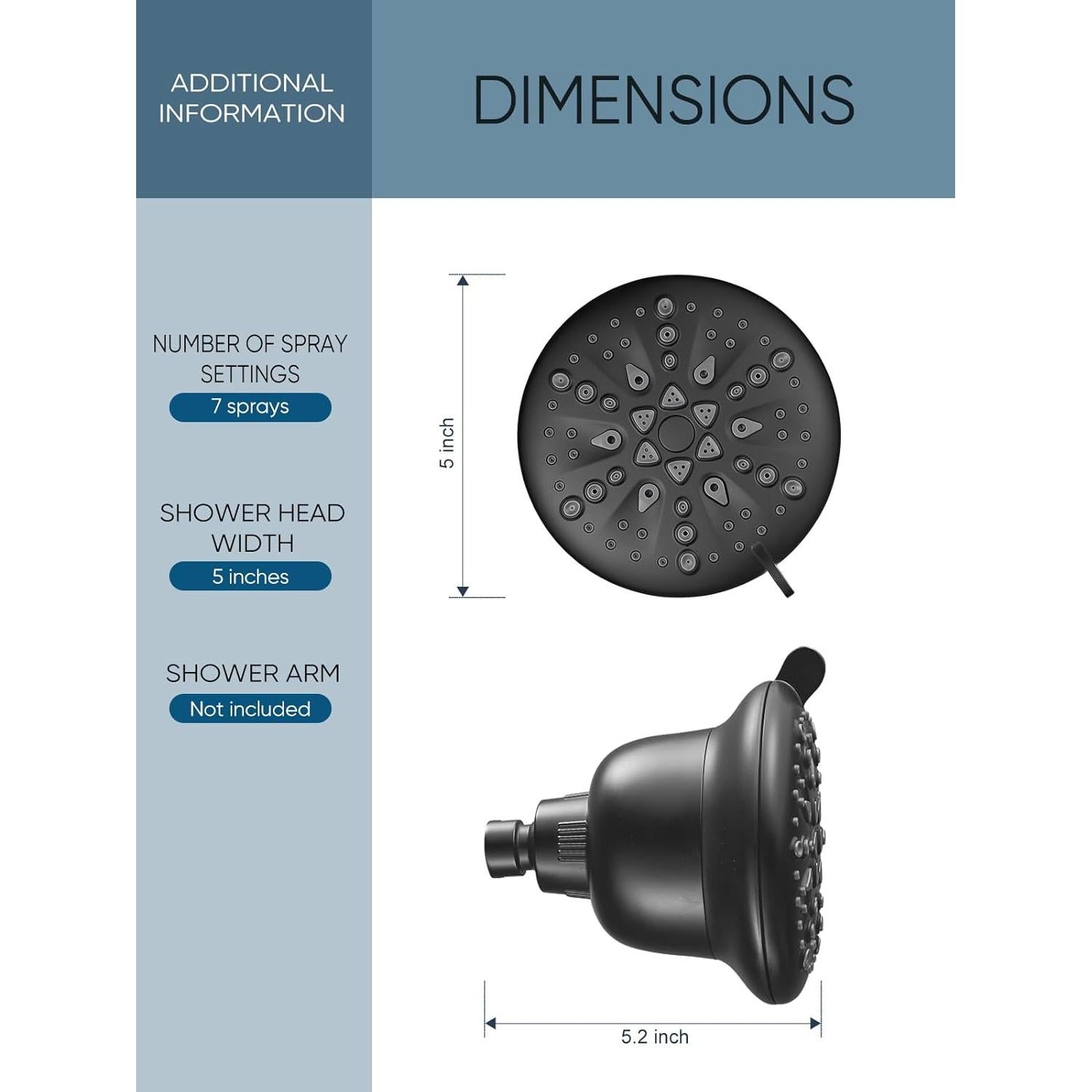 Cabezal de Ducha Filtrado Cobbe 7 Modos Alta Presión 12.7 cm