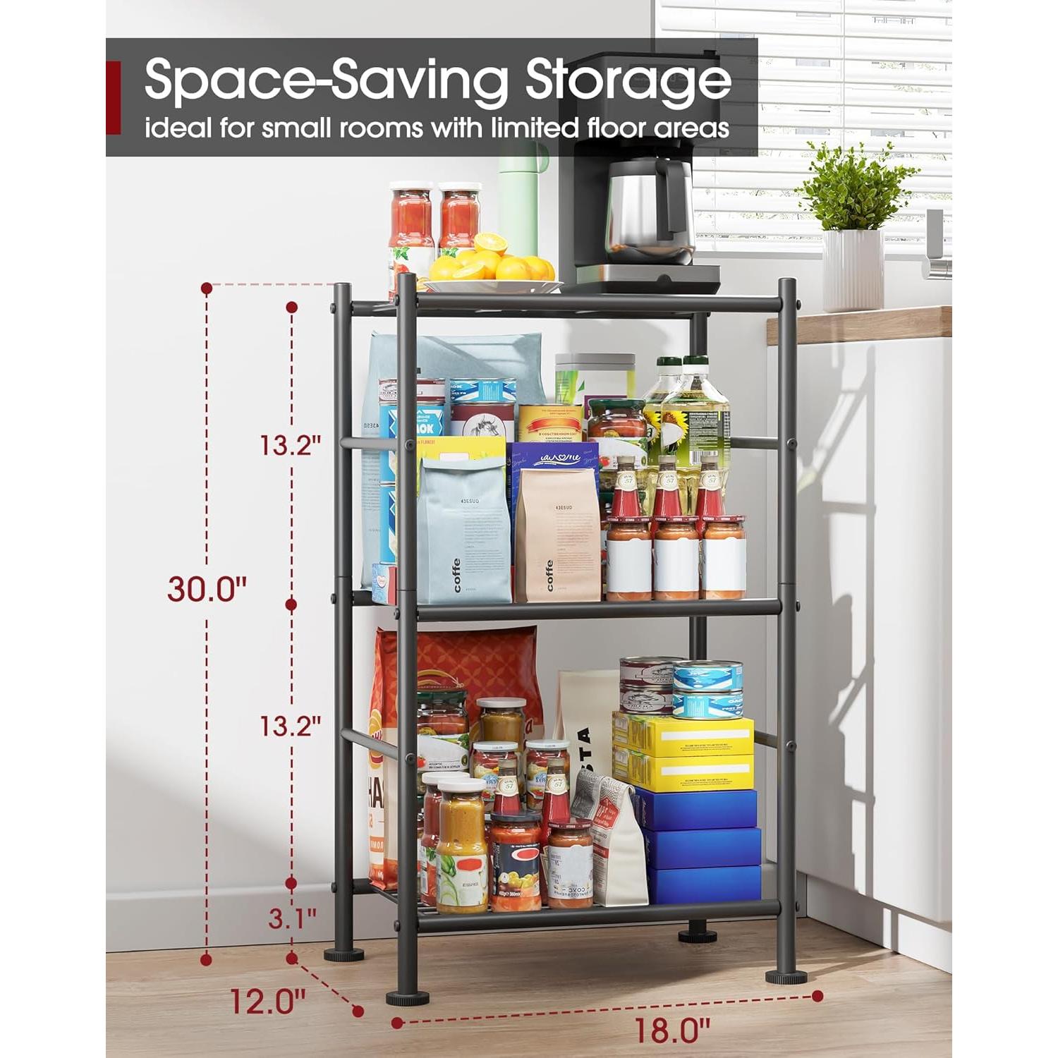 Estante de Metal Sakugi 3 Niveles 45.72x30.48x76.2 cm Negro