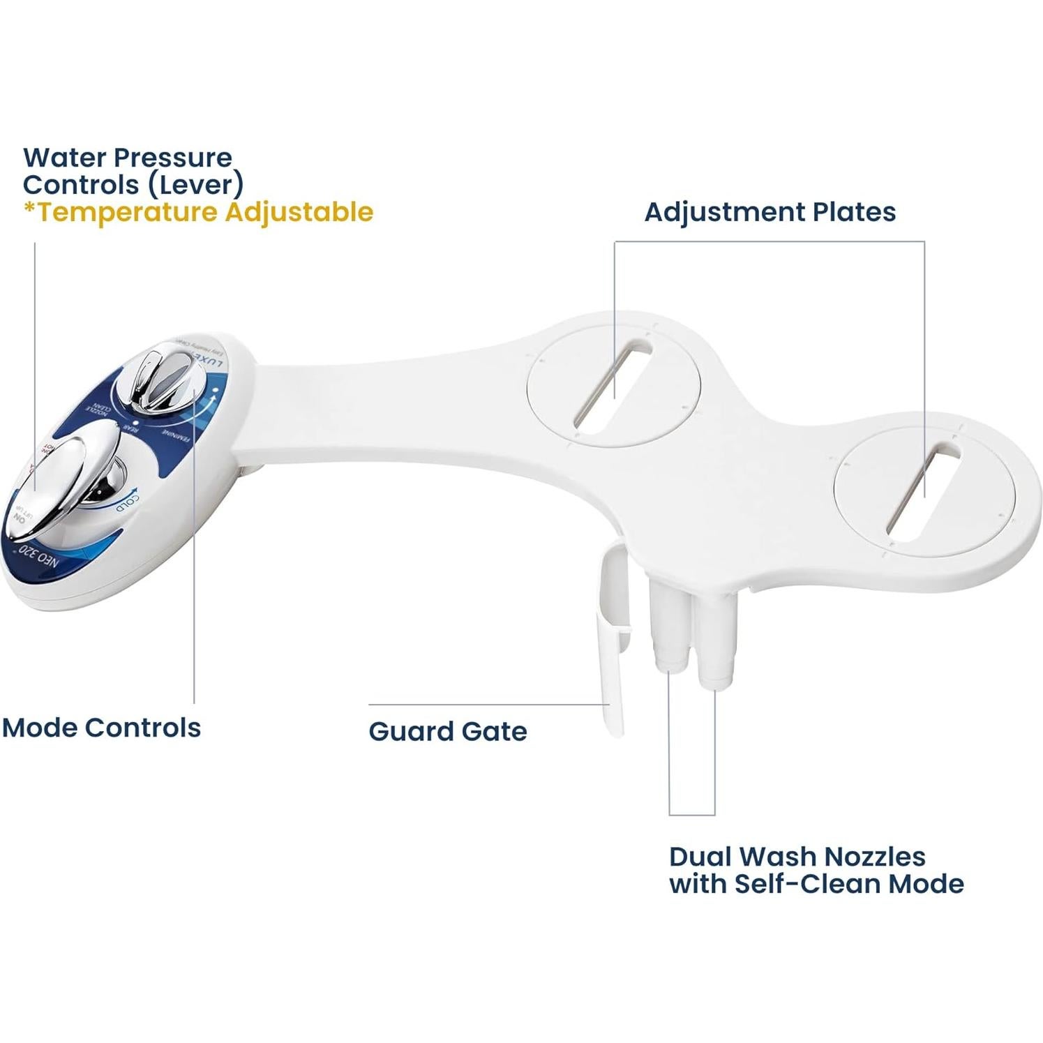 Bidet LUXE NEO 320 - Agua Caliente y Fría, Doble Boquilla