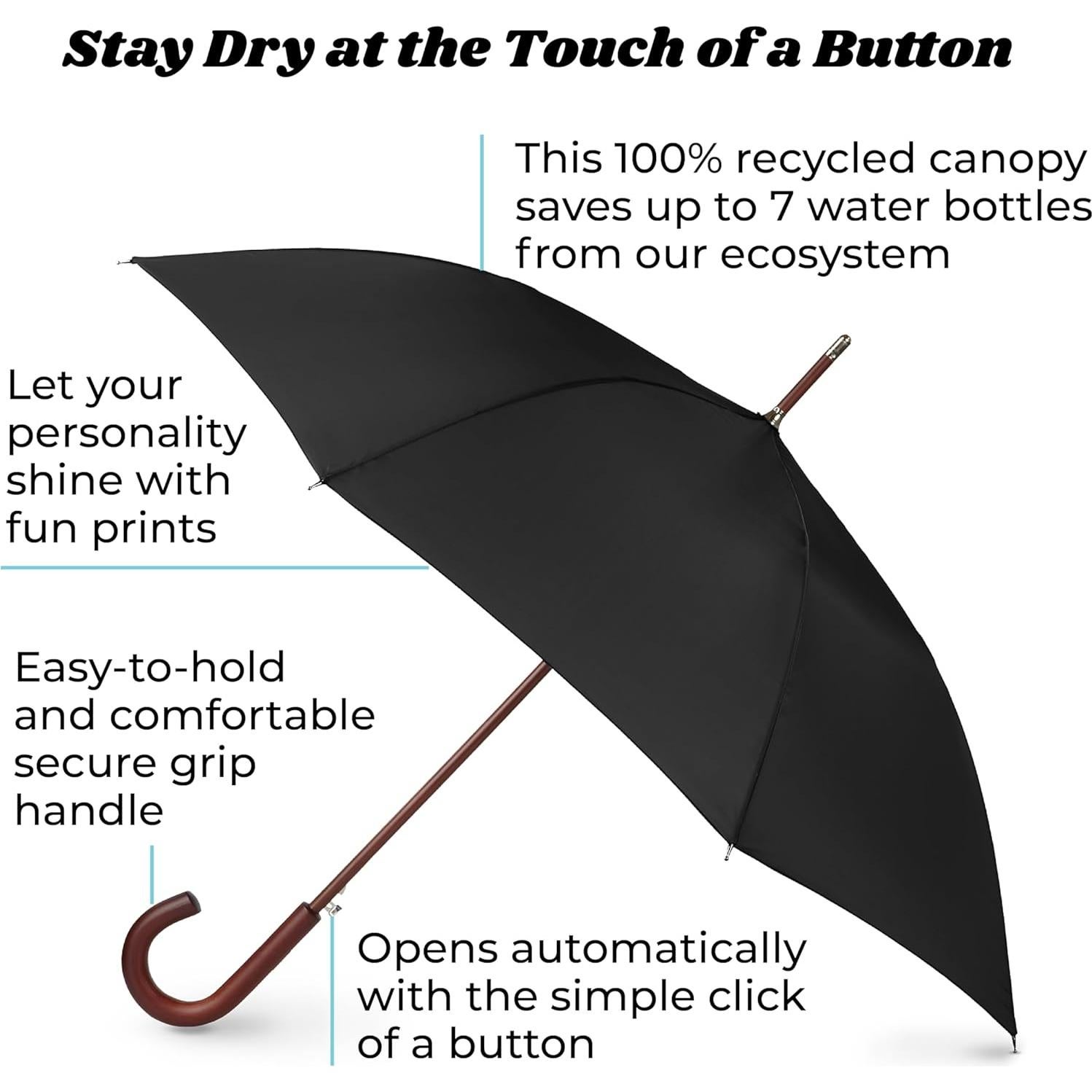 Paraguas Totes Automático Verde Oliva 121 cm Mango de Madera