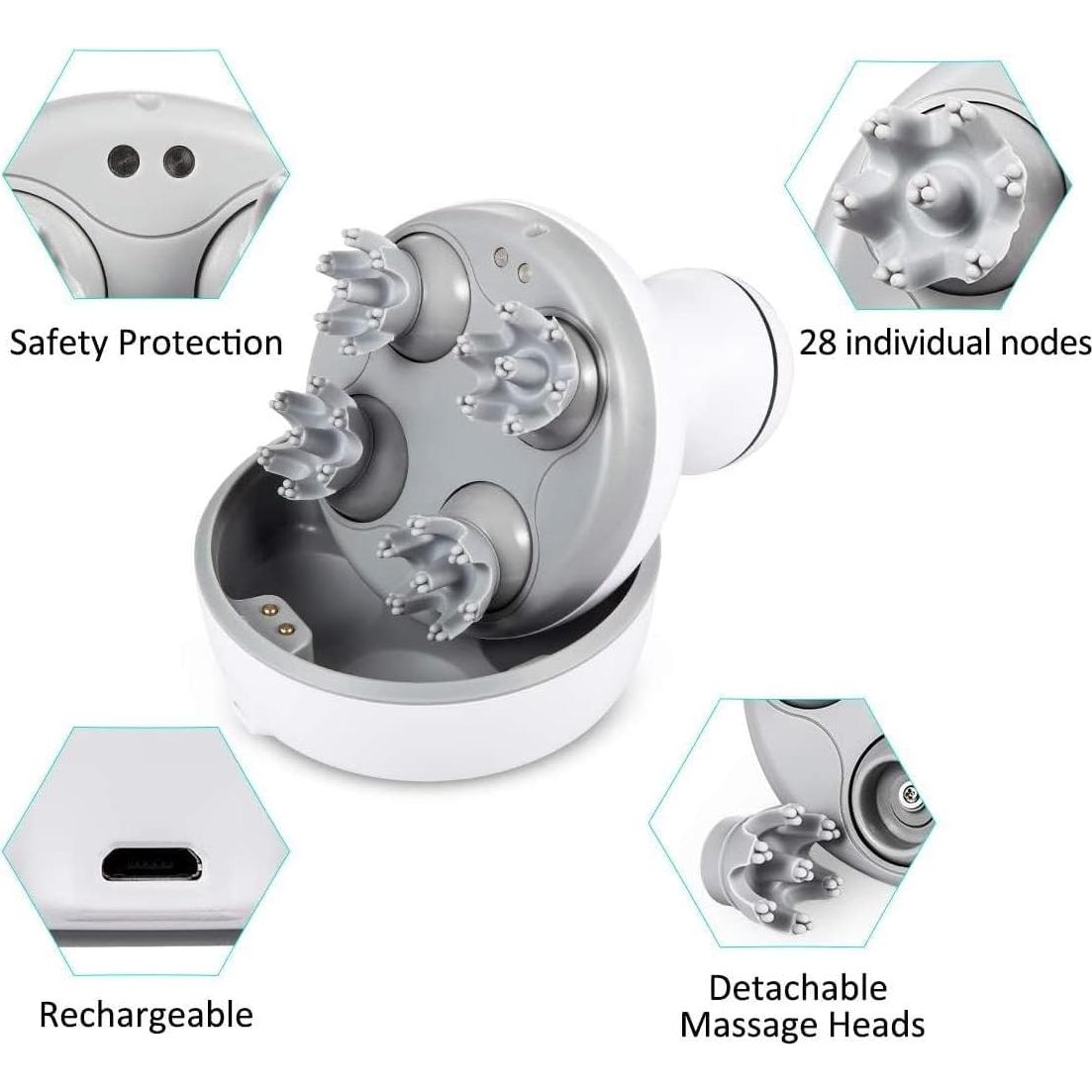 Masajeador de cuero cabelludo LATME ST-701 con 28 nodos 3D