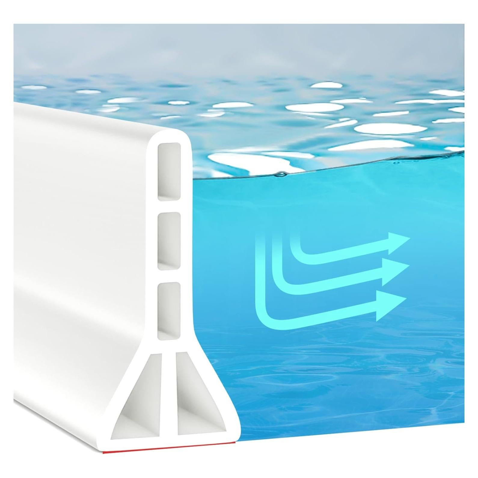 (Upgraded) BLAUESGAS 3” High Collapsible Shower Threshold Water Dam 39 Inch Shower Barrier Water Stopper Shower Water Guard Dry and Wet Separation for Bathroom Kitchen and More(3.3ft)