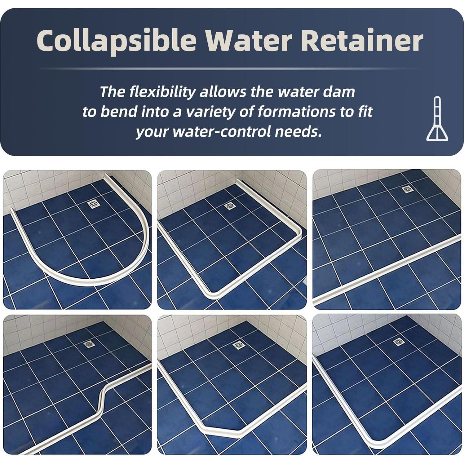 (Upgraded) BLAUESGAS 3” High Collapsible Shower Threshold Water Dam 39 Inch Shower Barrier Water Stopper Shower Water Guard Dry and Wet Separation for Bathroom Kitchen and More(3.3ft)