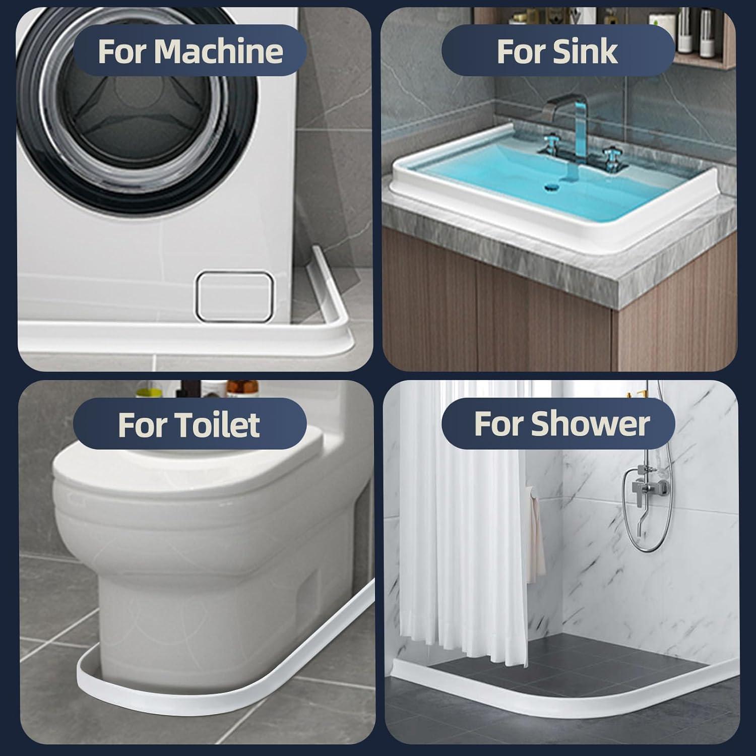 (Upgraded) BLAUESGAS 3” High Collapsible Shower Threshold Water Dam 39 Inch Shower Barrier Water Stopper Shower Water Guard Dry and Wet Separation for Bathroom Kitchen and More(3.3ft)