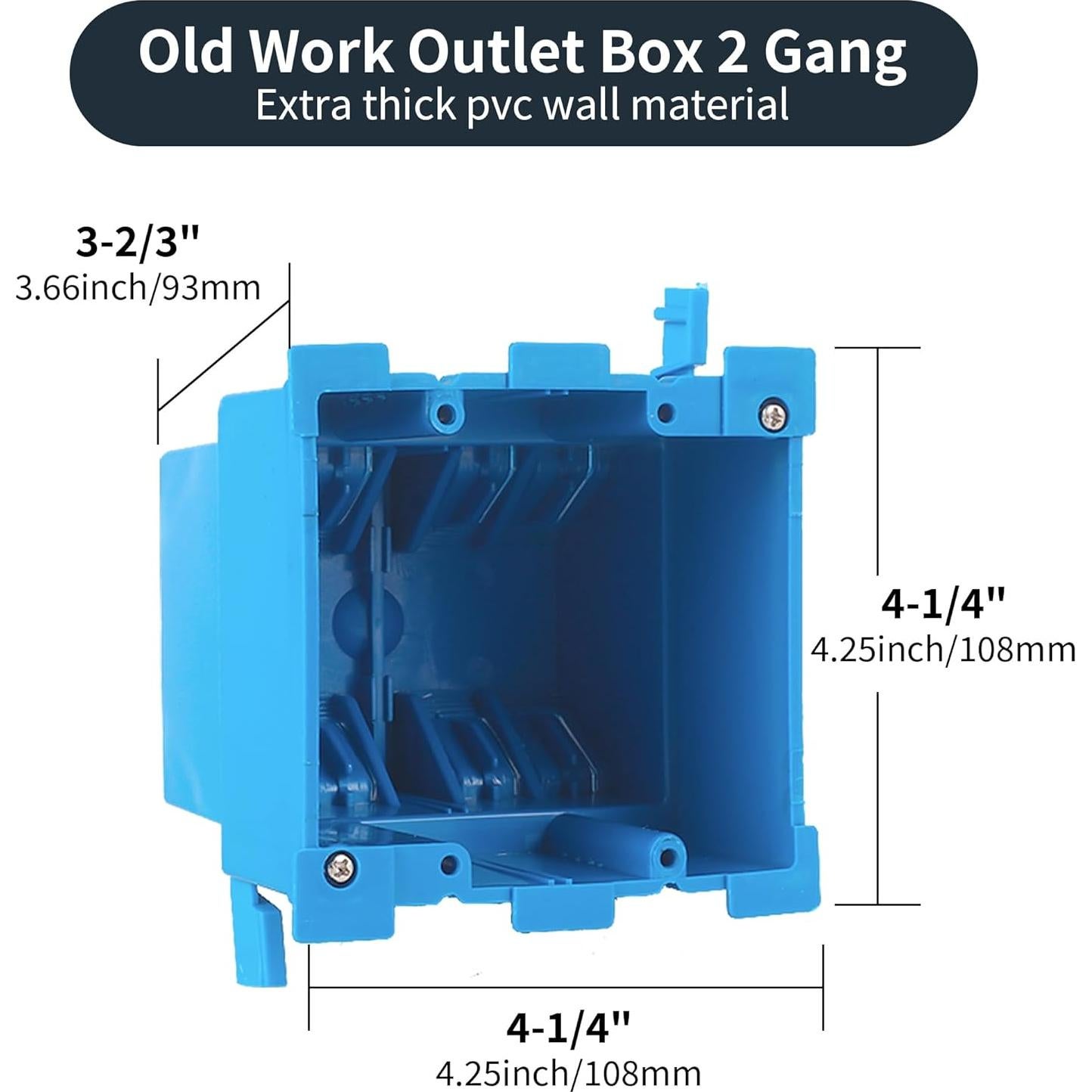 Paquete de 5 cajas eléctricas de 2 gang ANKYLHUA 10.8x9.3 cm