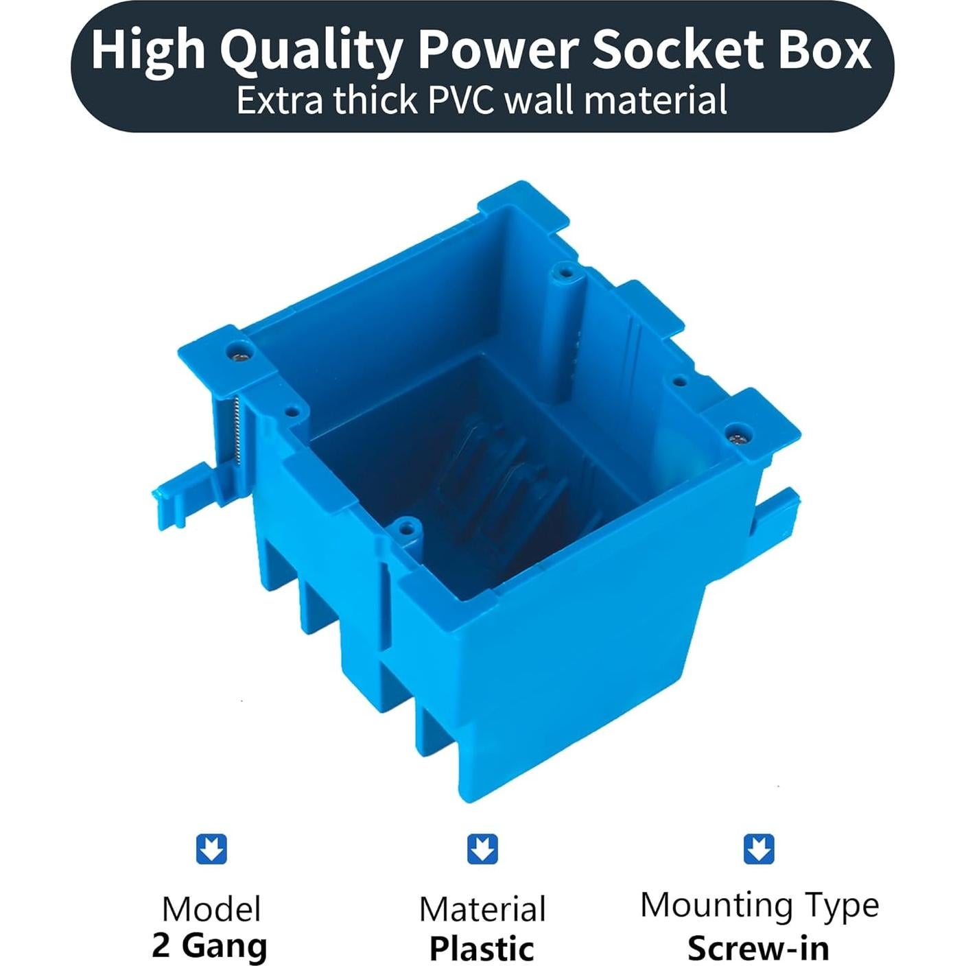Paquete de 5 cajas eléctricas de 2 gang ANKYLHUA 10.8x9.3 cm