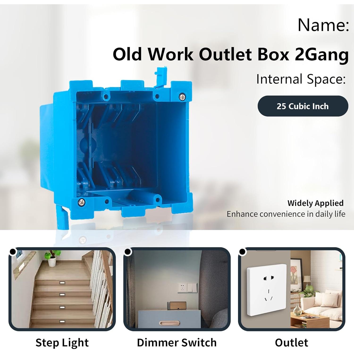 Paquete de 5 cajas eléctricas de 2 gang ANKYLHUA 10.8x9.3 cm