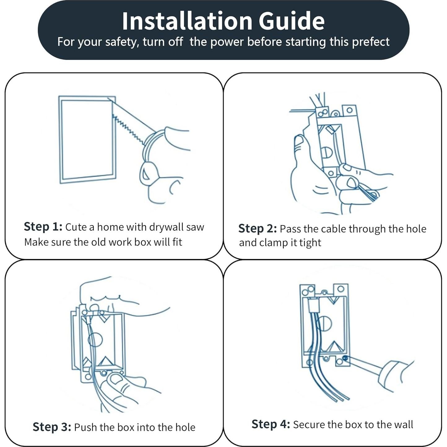 Paquete de 5 cajas eléctricas de 2 gang ANKYLHUA 10.8x9.3 cm