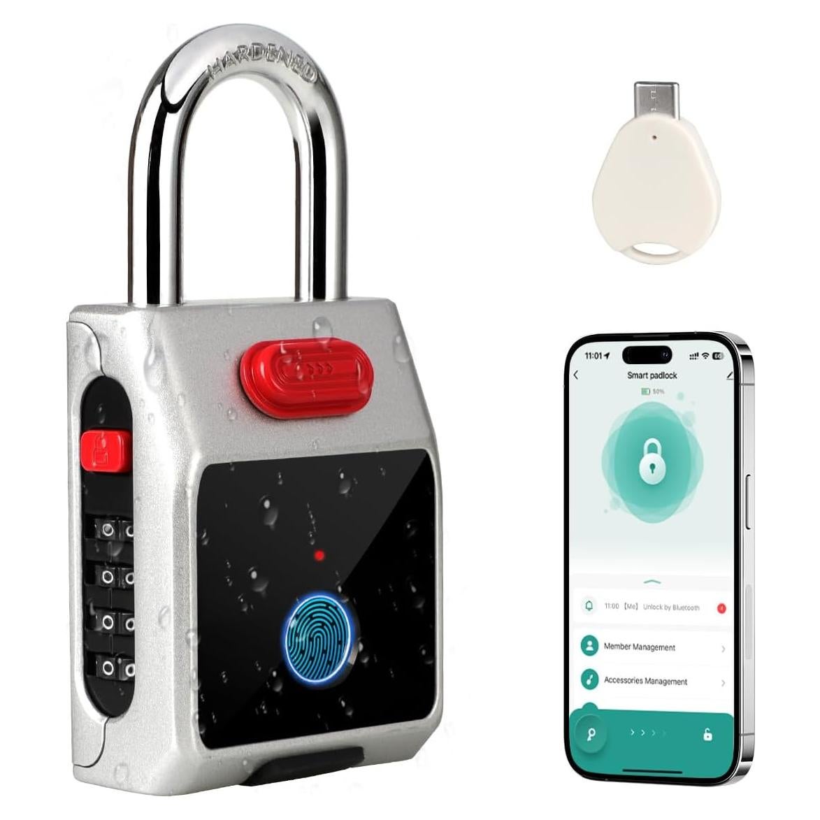 Candado Inteligente KENNEAS Biometría Huella Dactilar IP65