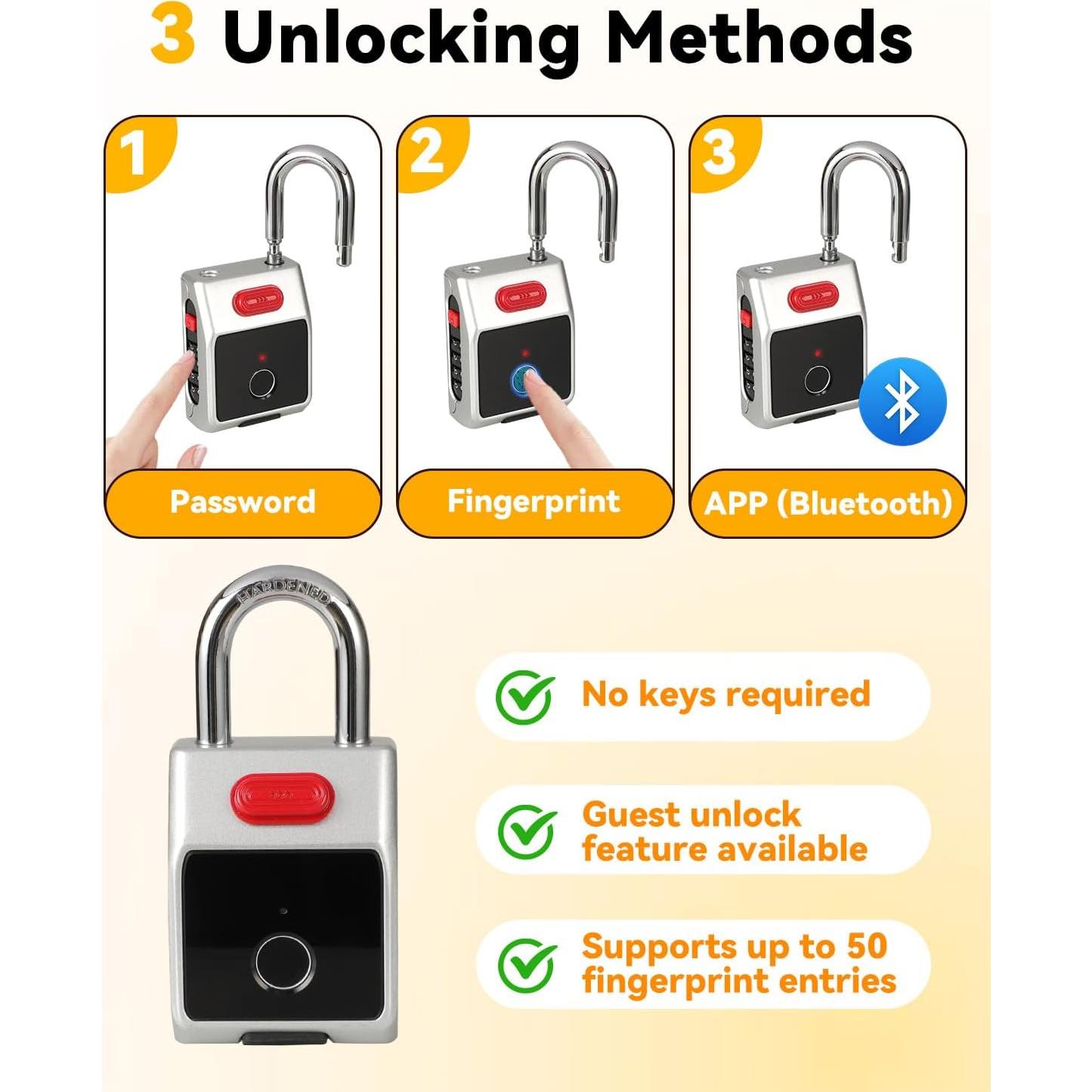Candado Inteligente KENNEAS Biometría Huella Dactilar IP65