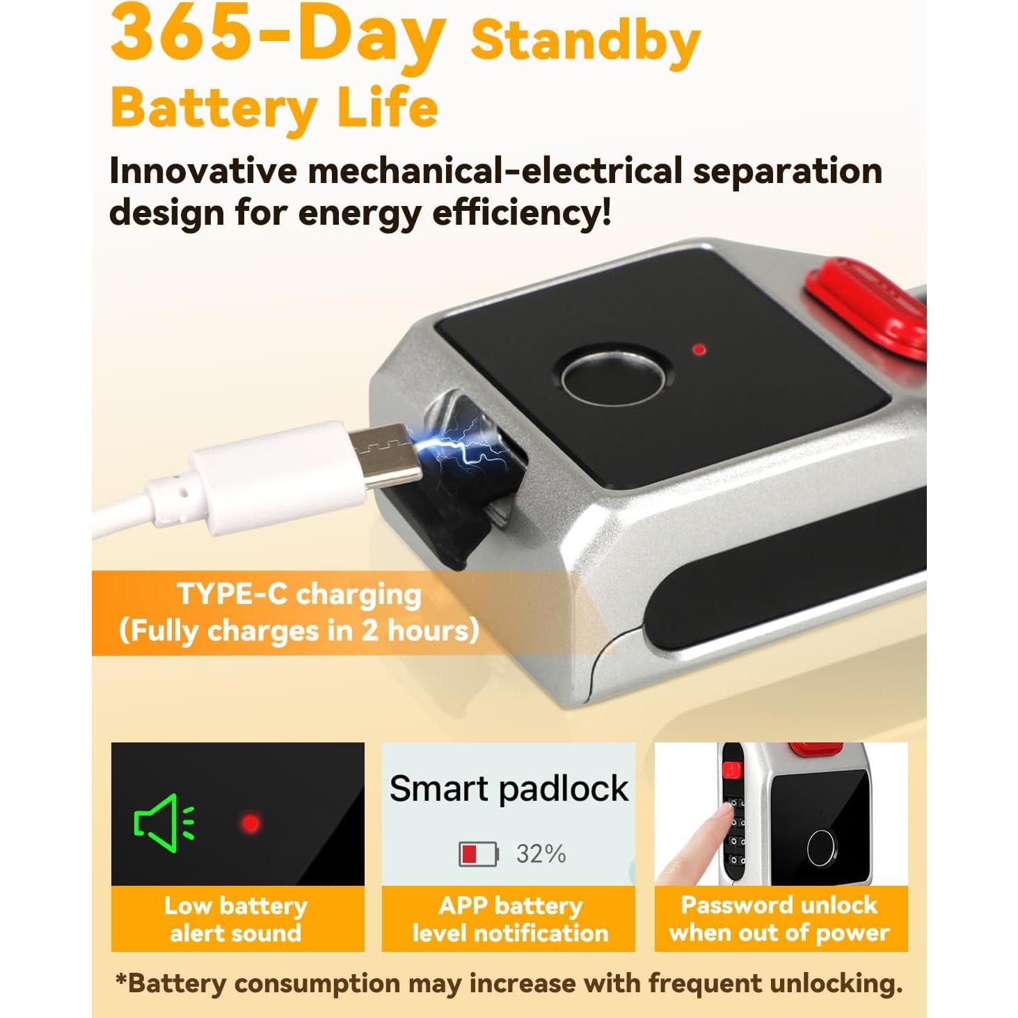 Candado Inteligente KENNEAS Biometría Huella Dactilar IP65