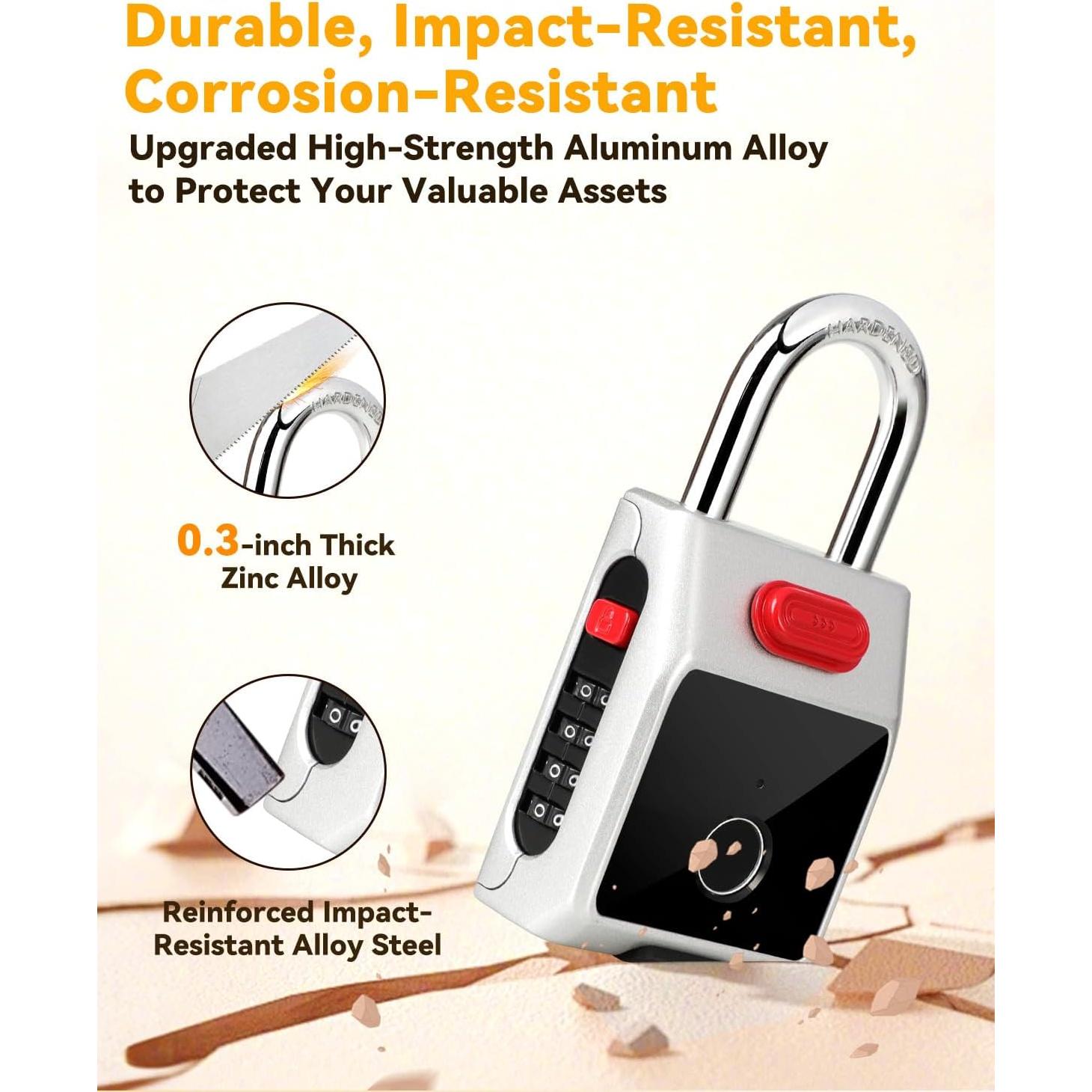 Candado Inteligente KENNEAS Biometría Huella Dactilar IP65