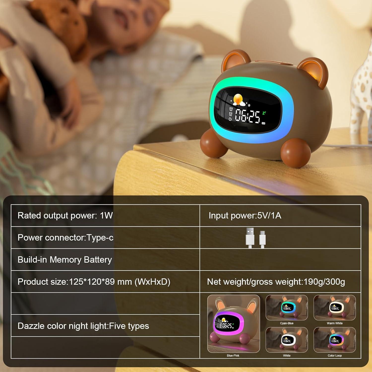 Reloj Despertador Infantil ANALOI Oso SG5 con Luz Nocturna