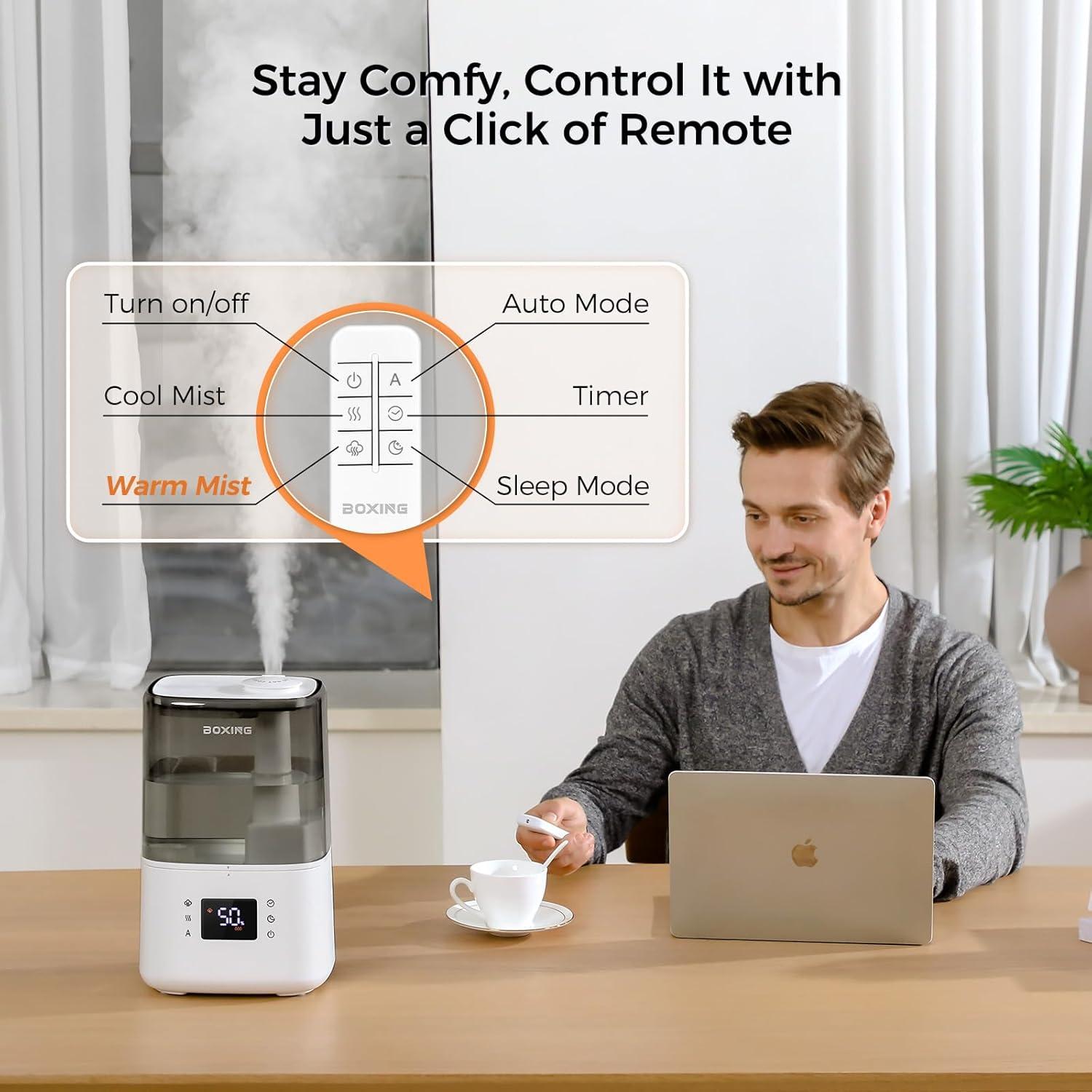 Humidificador Ultrasónico BOXING 4.5L Vapor Frío y Caliente
