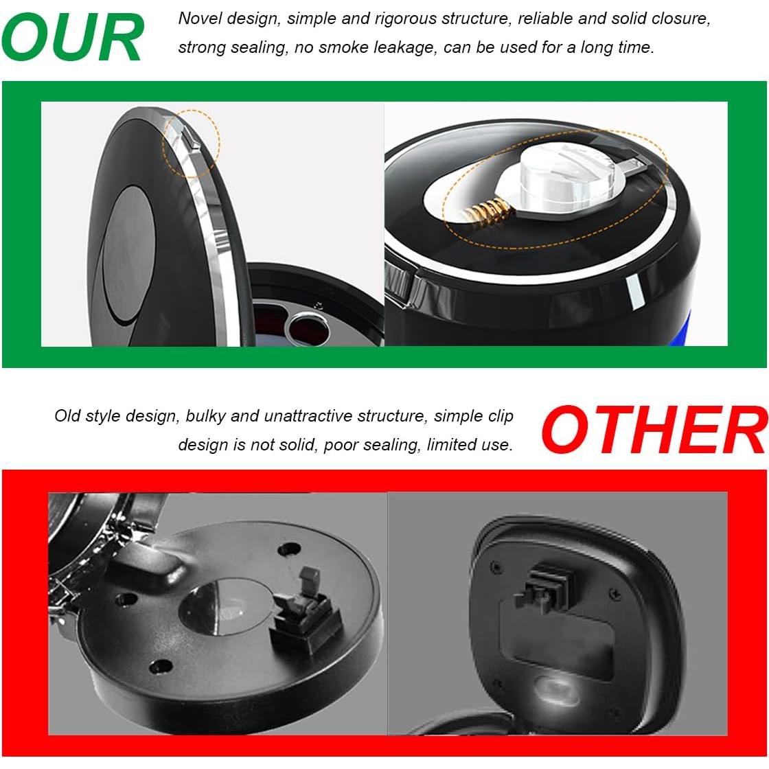 Cenicero de coche DXNQ con tapa y luz LED azul, pequeño