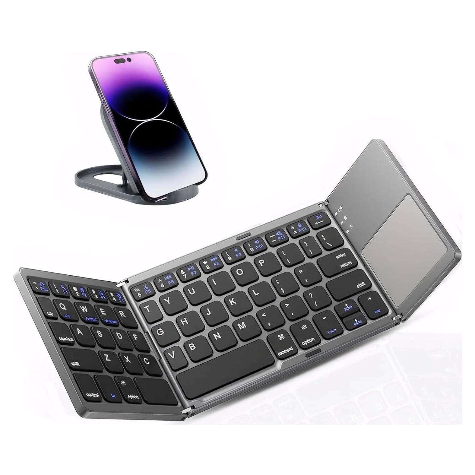 Teclado Plegable Bluetooth JPHTEK con Touchpad - Gris