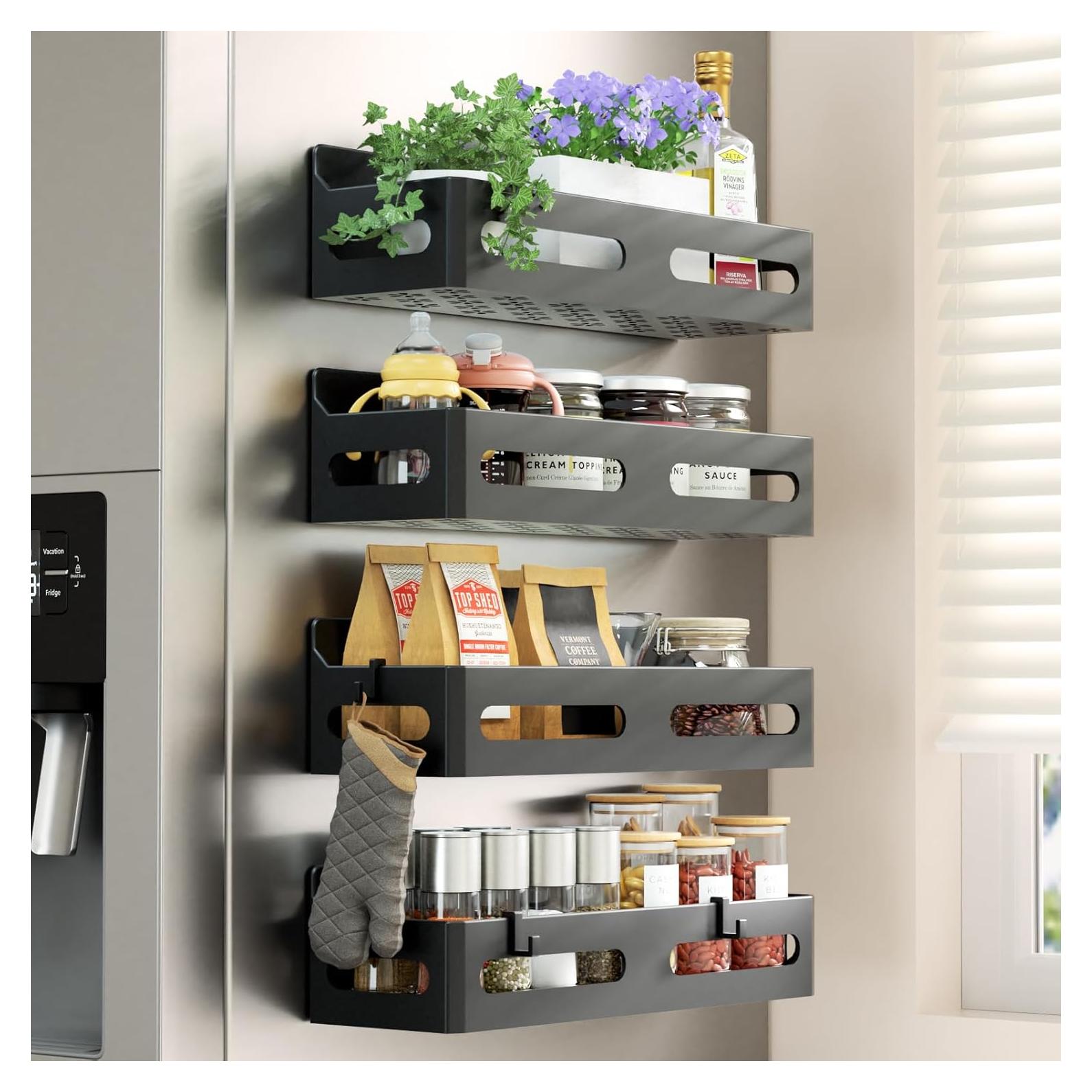 Estantes Magnéticos para Especias Sevenblue - Paquete de 4, Negro