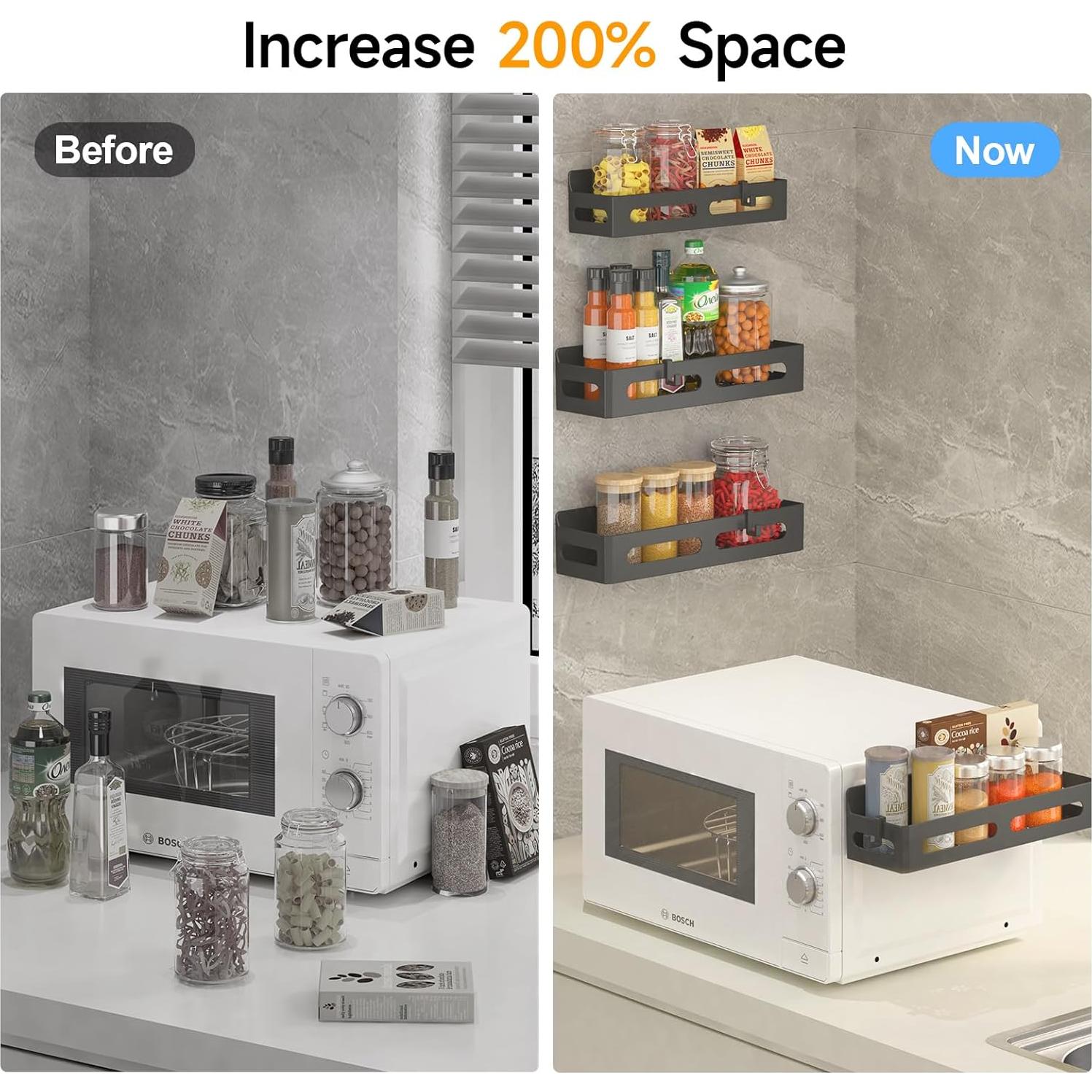 Estantes Magnéticos para Especias Sevenblue - Paquete de 4, Negro