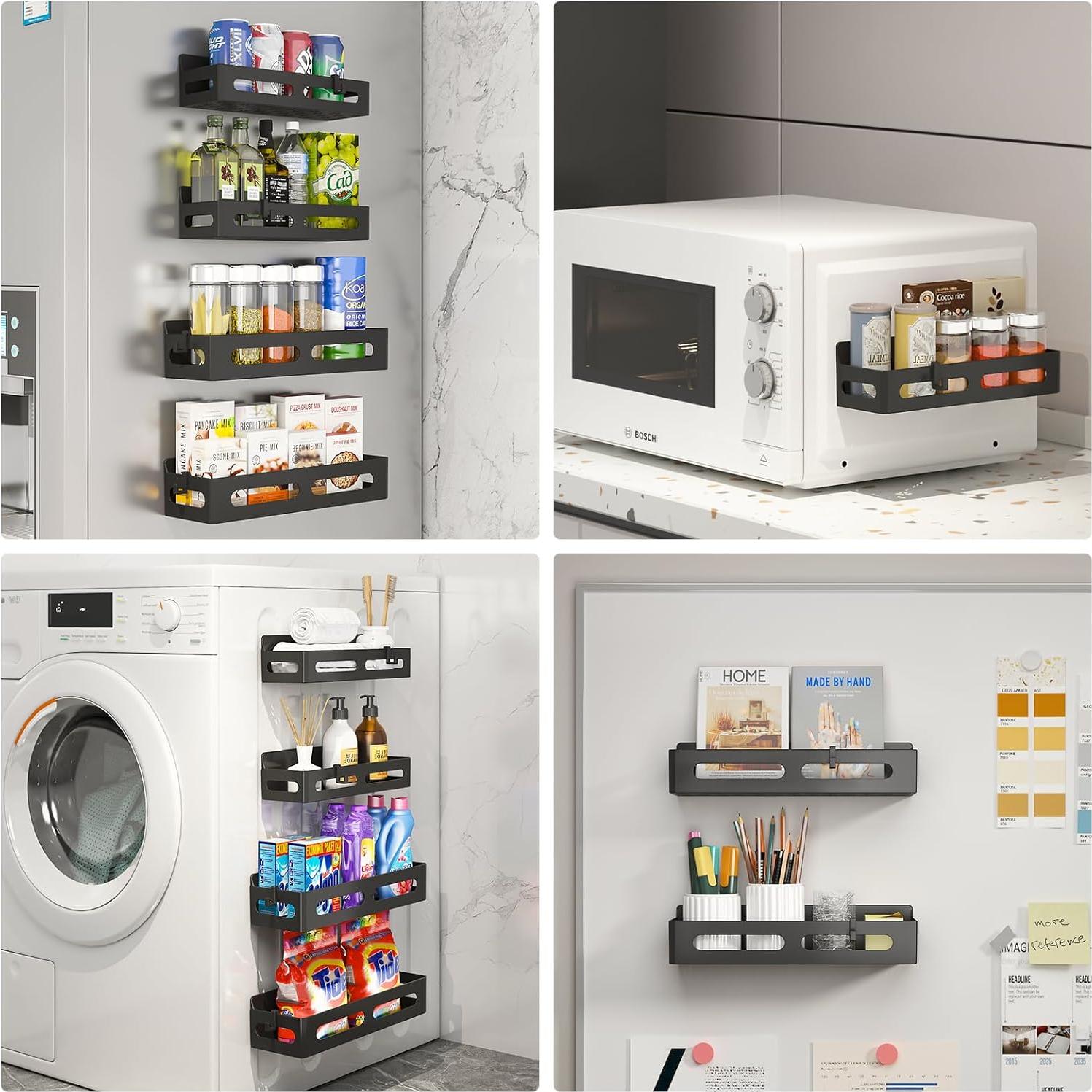 Estantes Magnéticos para Especias Sevenblue - Paquete de 4, Negro