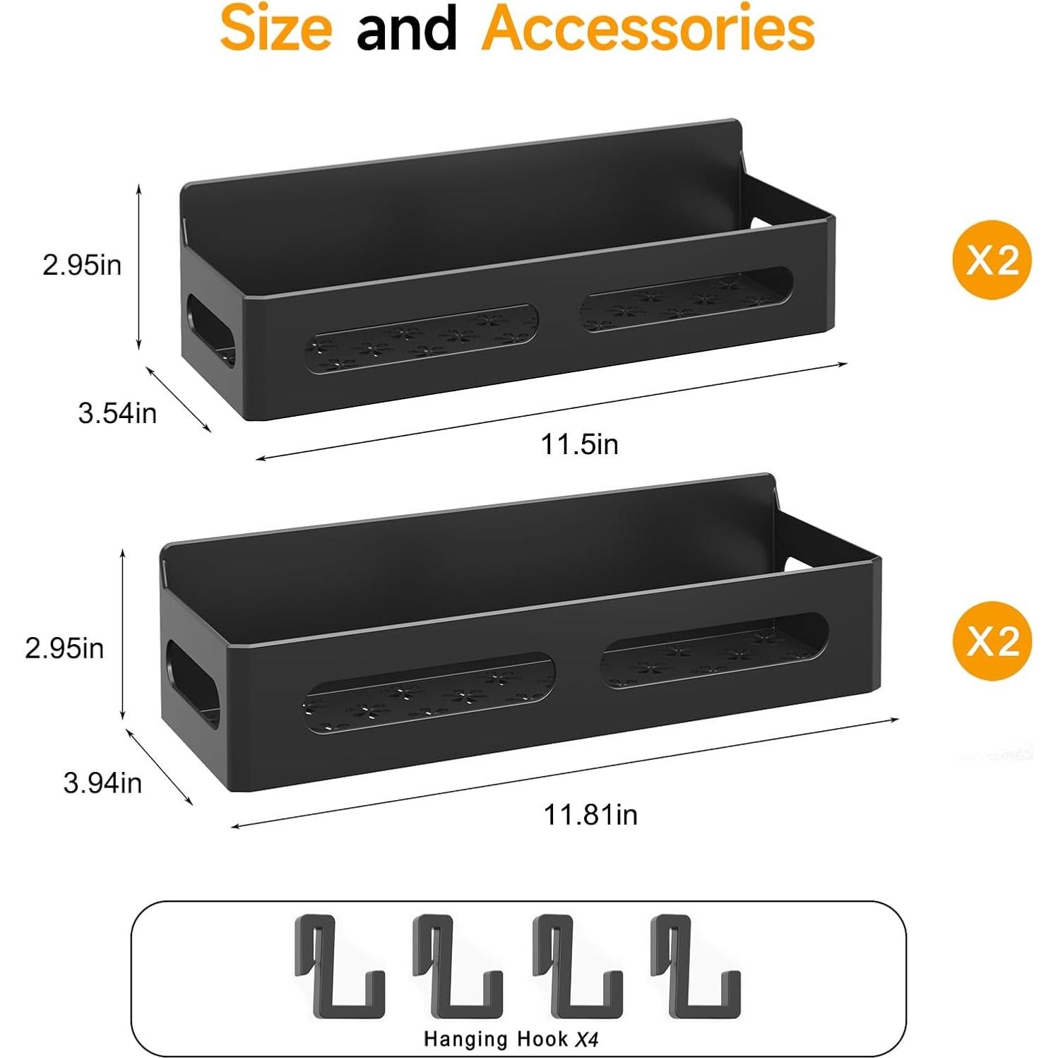 Estantes Magnéticos para Especias Sevenblue - Paquete de 4, Negro