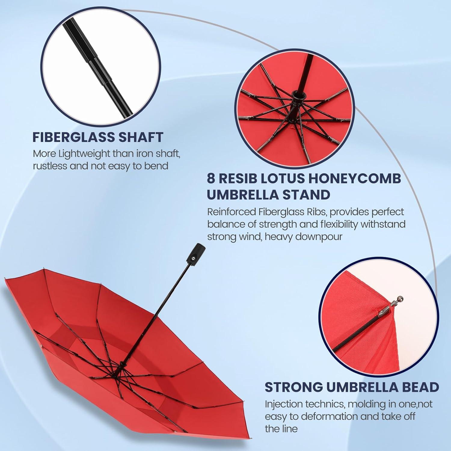 ZOMAKE Paraguas Compacto Automático 30 cm Rojo Resistente