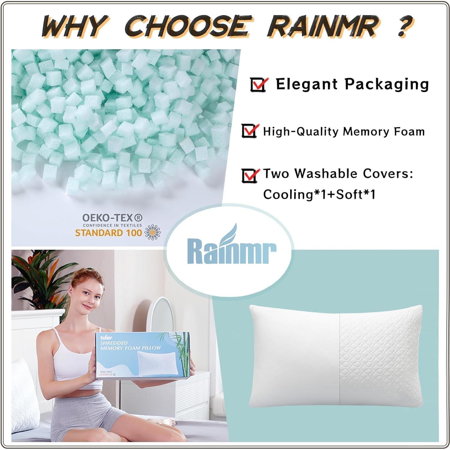 Pillow King Size Memory Foam for Sleeping, Bed Pillows with Washable Cooling Pillowcase for Back & Side & Stomach Sleepers, 20x36 inches