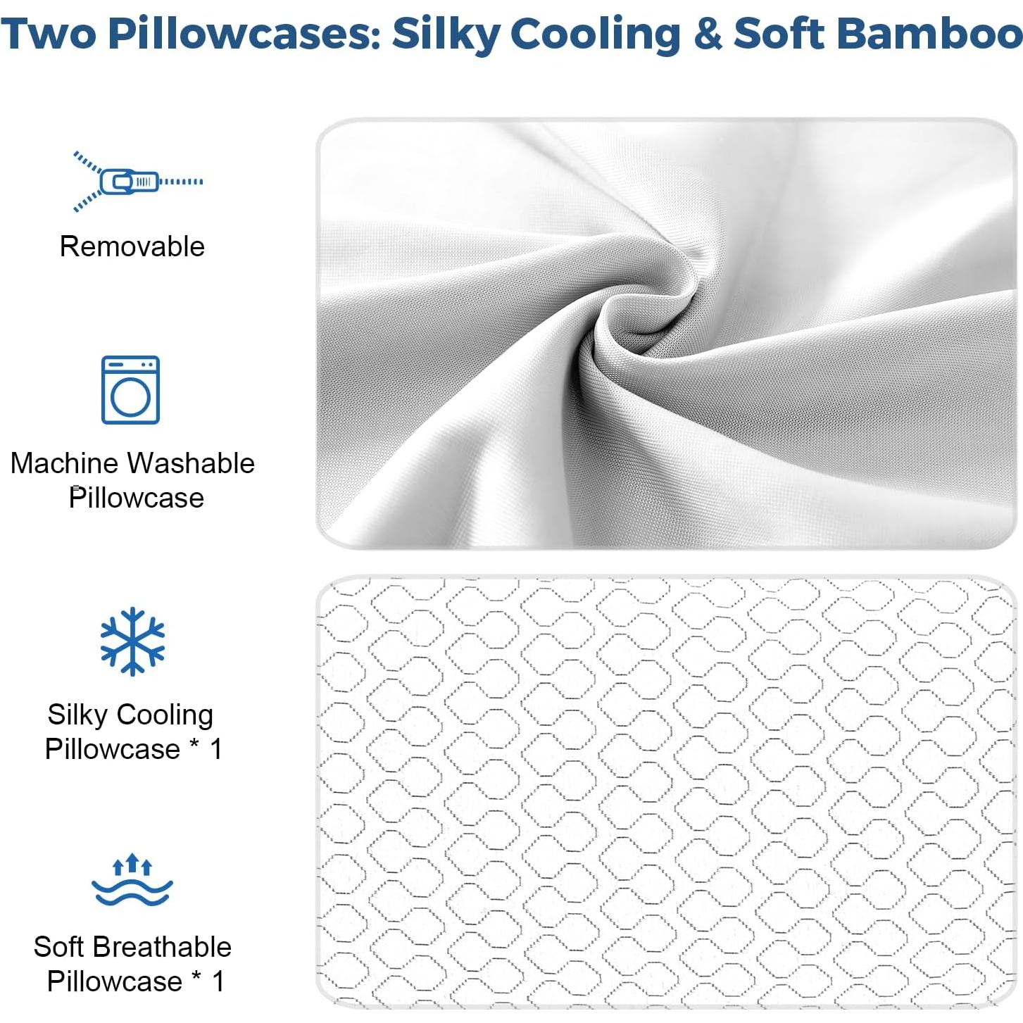 Pillow King Size Memory Foam for Sleeping, Bed Pillows with Washable Cooling Pillowcase for Back & Side & Stomach Sleepers, 20x36 inches