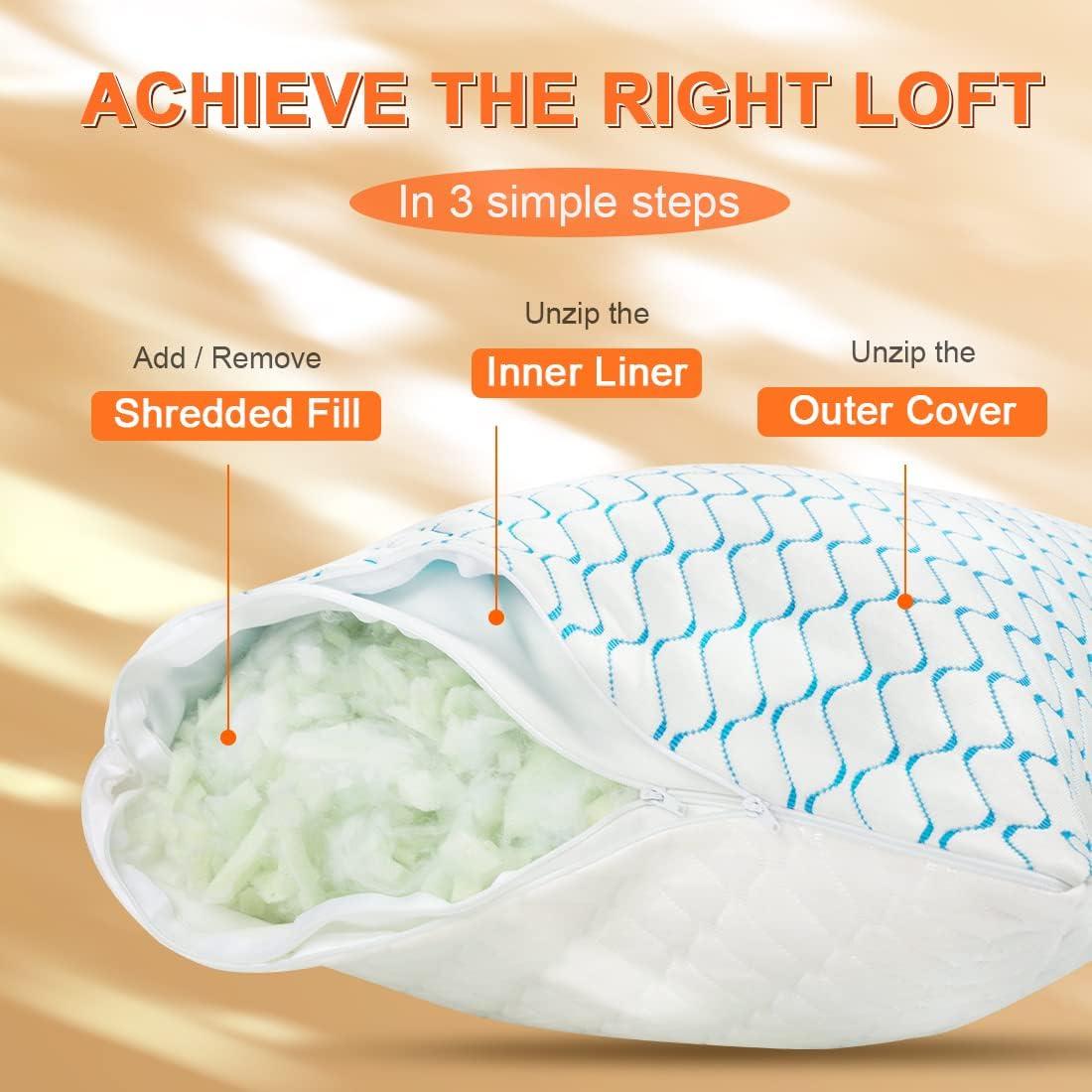 Juego de 2 Almohadas VAINOC Espuma Viscoelástica Ajustables