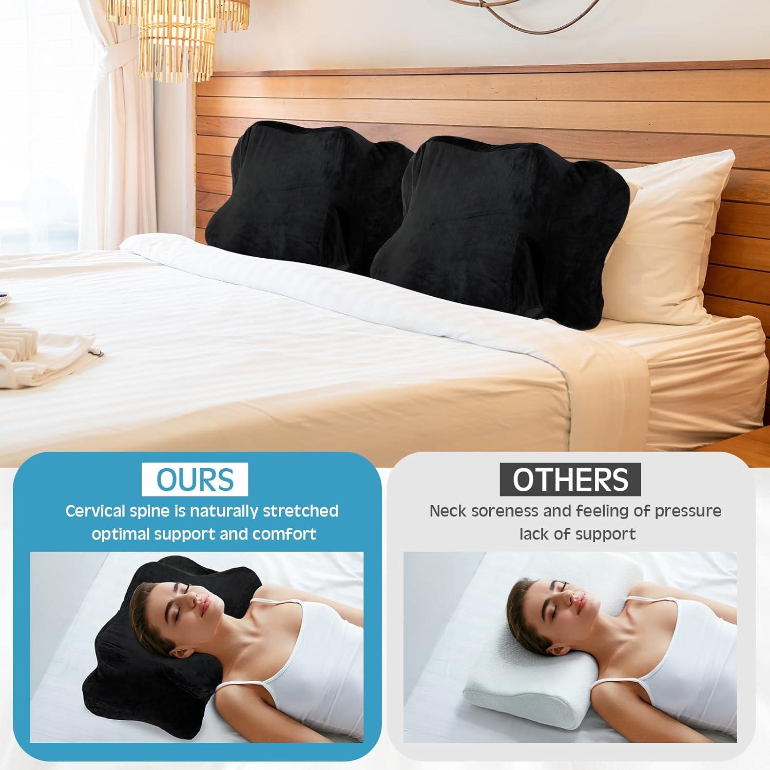 Funda de Almohada Cervical Hahafelt Ergonómica Negra 63x40 cm