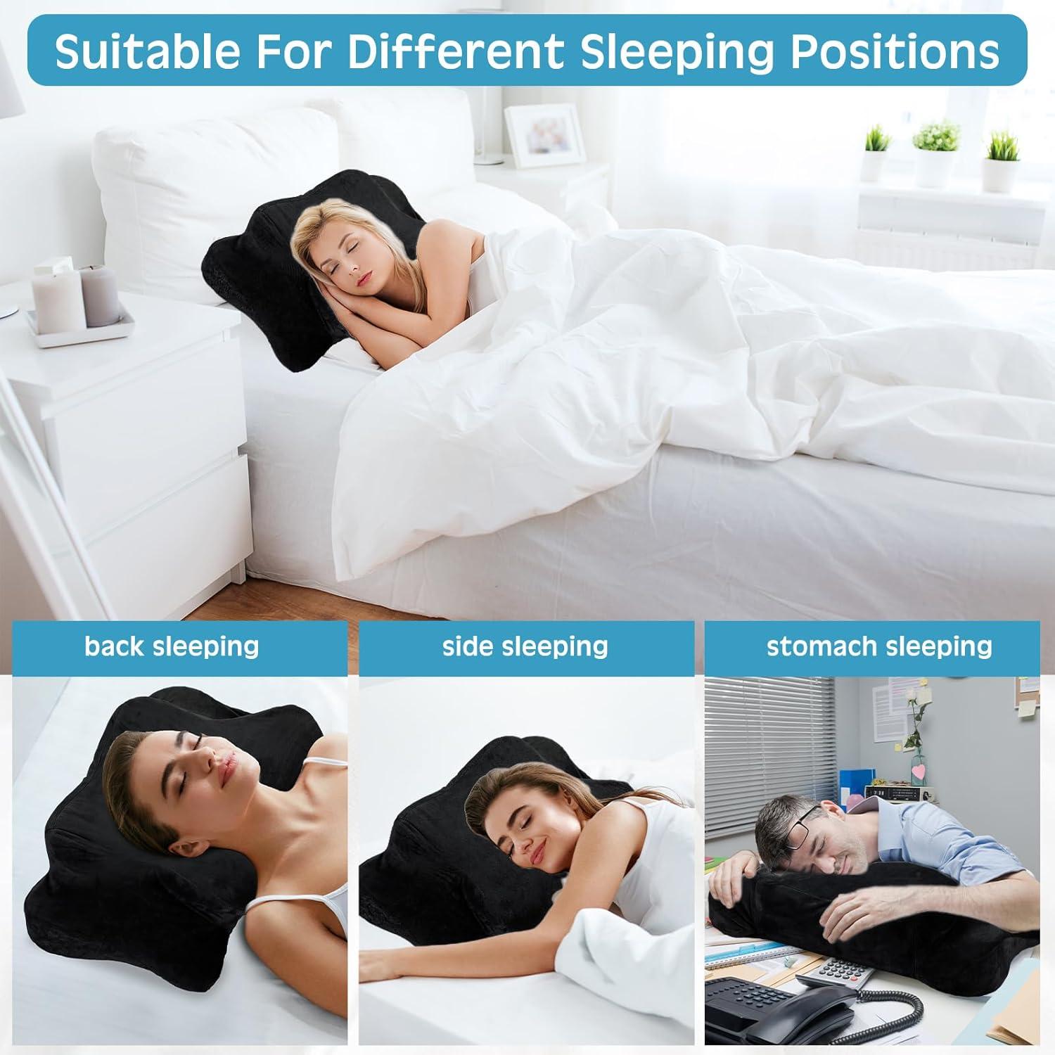 Funda de Almohada Cervical Hahafelt Ergonómica Negra 63x40 cm