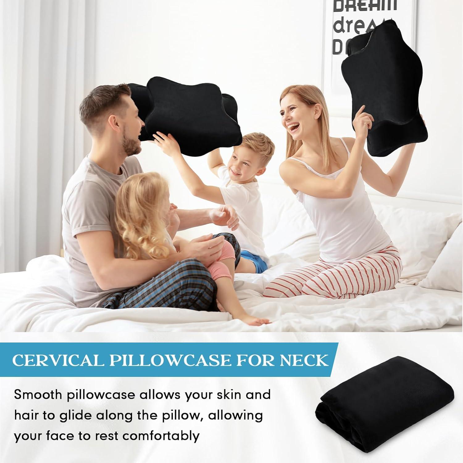 Funda de Almohada Cervical Hahafelt Ergonómica Negra 63x40 cm