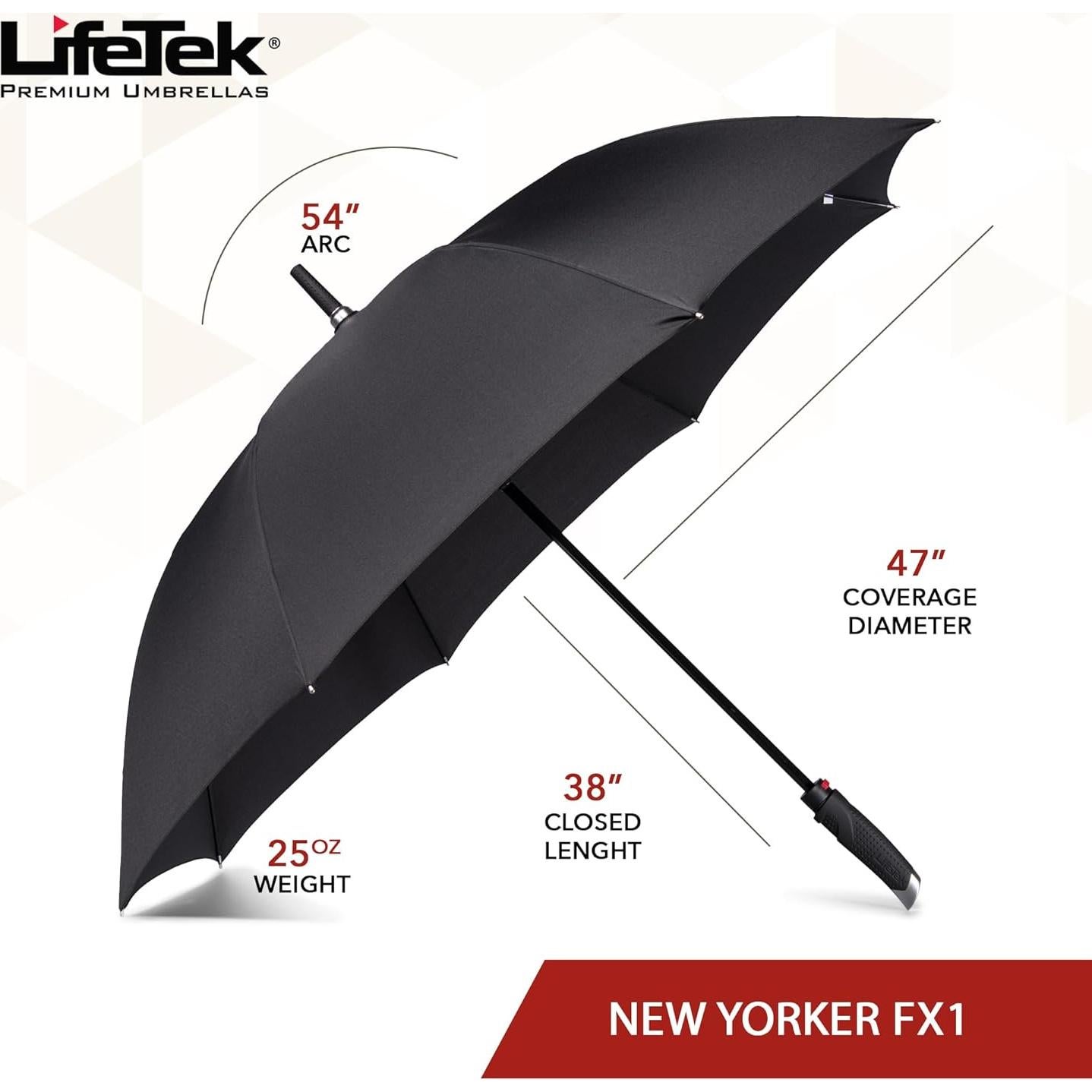 Paraguas LifeTek New Yorker FX1 137 cm automático resistente