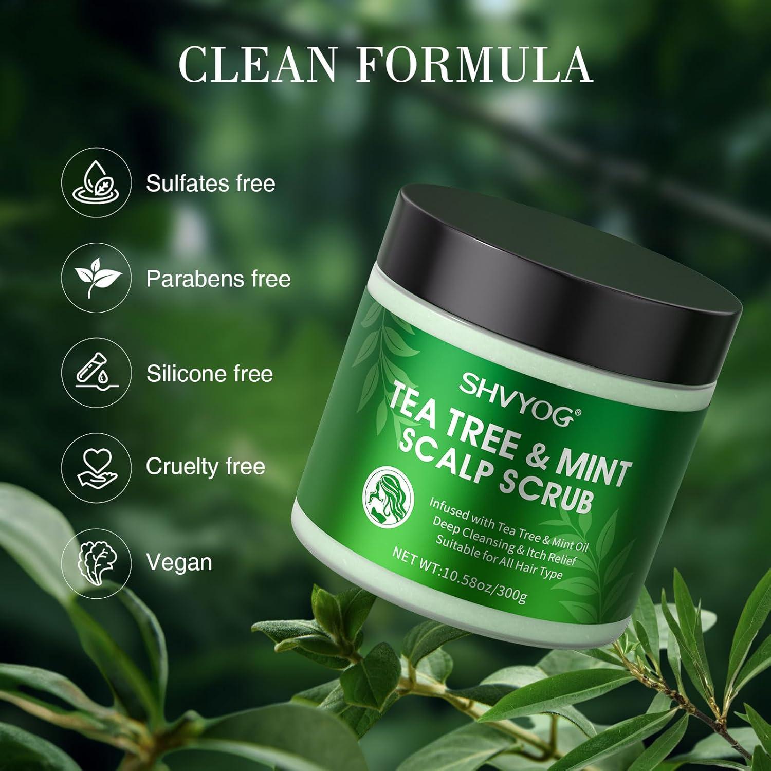 Exfoliante de cuero cabelludo SHVYOG 300 g con aceite de árbol de té