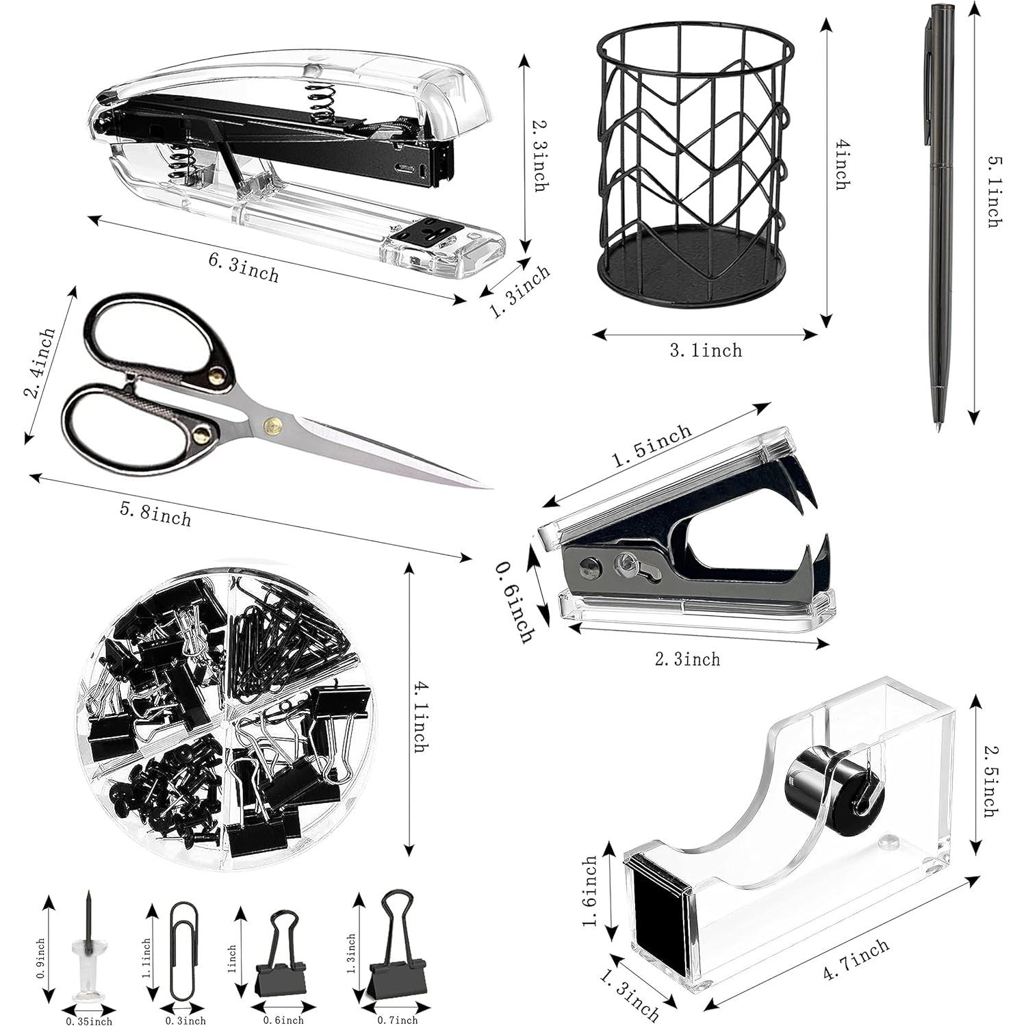 Set de Accesorios de Escritorio Famassi Negro - Grapadora, Tijeras y Más