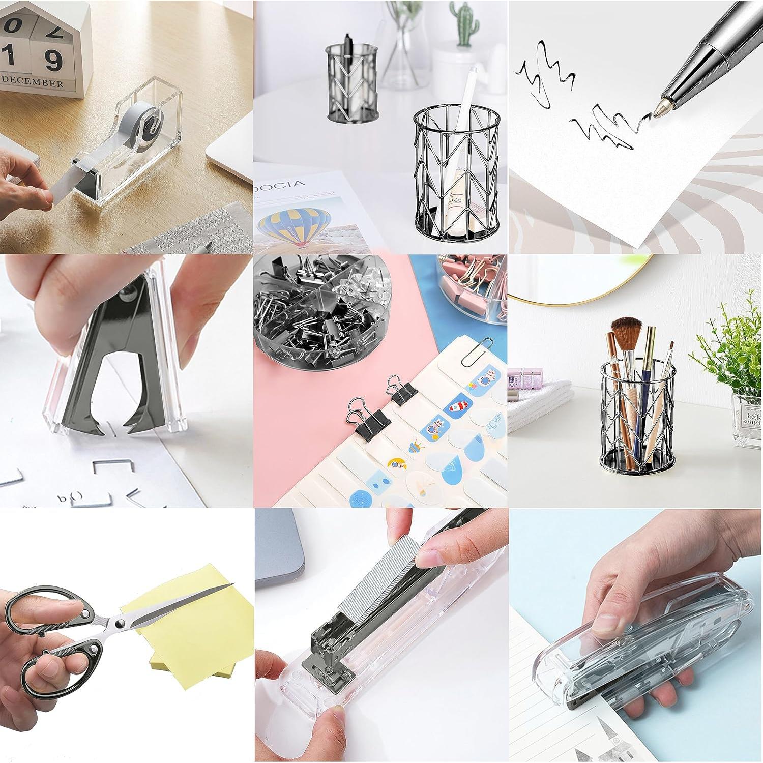 Set de Accesorios de Escritorio Famassi Negro - Grapadora, Tijeras y Más