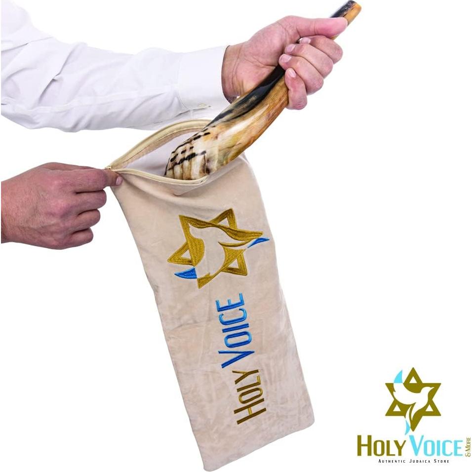 Shofar de Carnero Kosher Holy Voice 30-35 cm con Bolsa