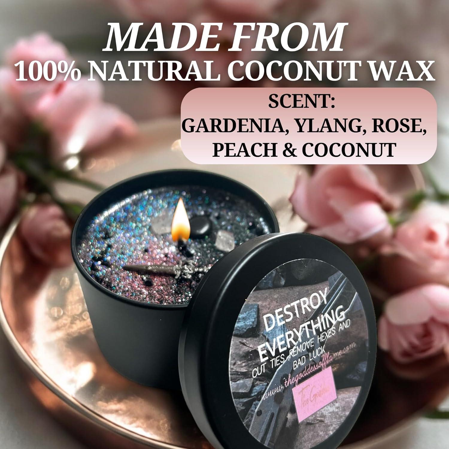 Vela Espiritual Destruir Todo - Cera de Soja 113g - Limpieza Energética