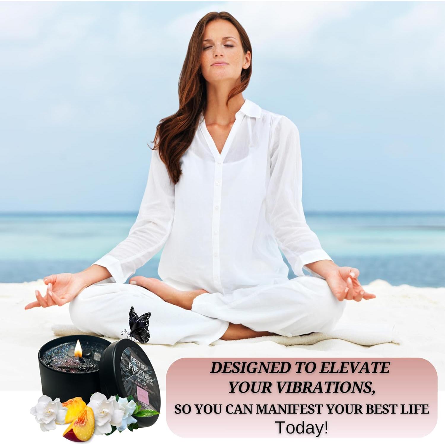 Vela Espiritual Destruir Todo - Cera de Soja 113g - Limpieza Energética